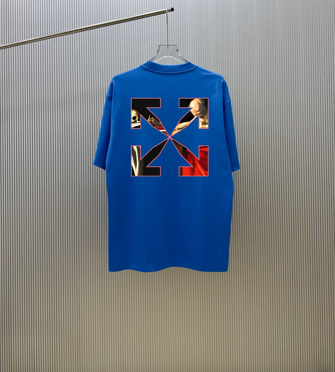 85💰 (Strictly control Quality) Style: off-white short-sleeved T-shirt Fabric: 300g heavy double yarn 100% cotton Rib: 320g heavy Sorona 1*1 trendy brand Technology: Printing Color: white blue floral gray black Size: M-4XL No gender distinction Men and women Same Style