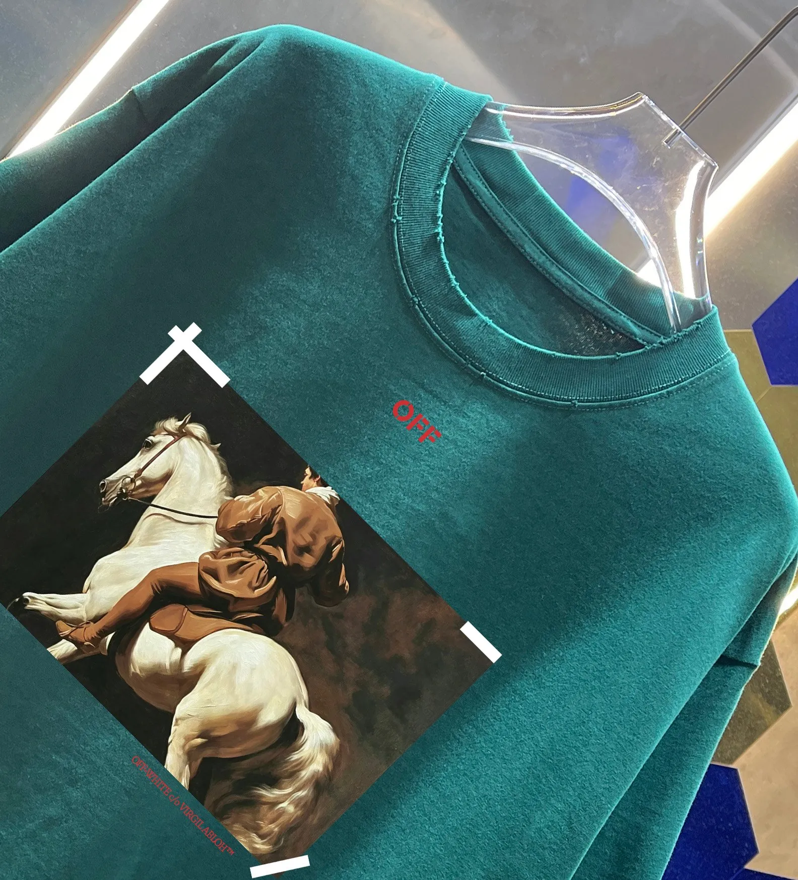 OFF-white/2026 Spring/Summer New Arrival Washed and worn 320g round neck short-sleeved tee, same style loose version for men and women, hangtag, collar label, wash mark, complete with three labels Color: Washed black, Washed white, Washed gray, Washed brown, Washed green Size: S M L XL XXL