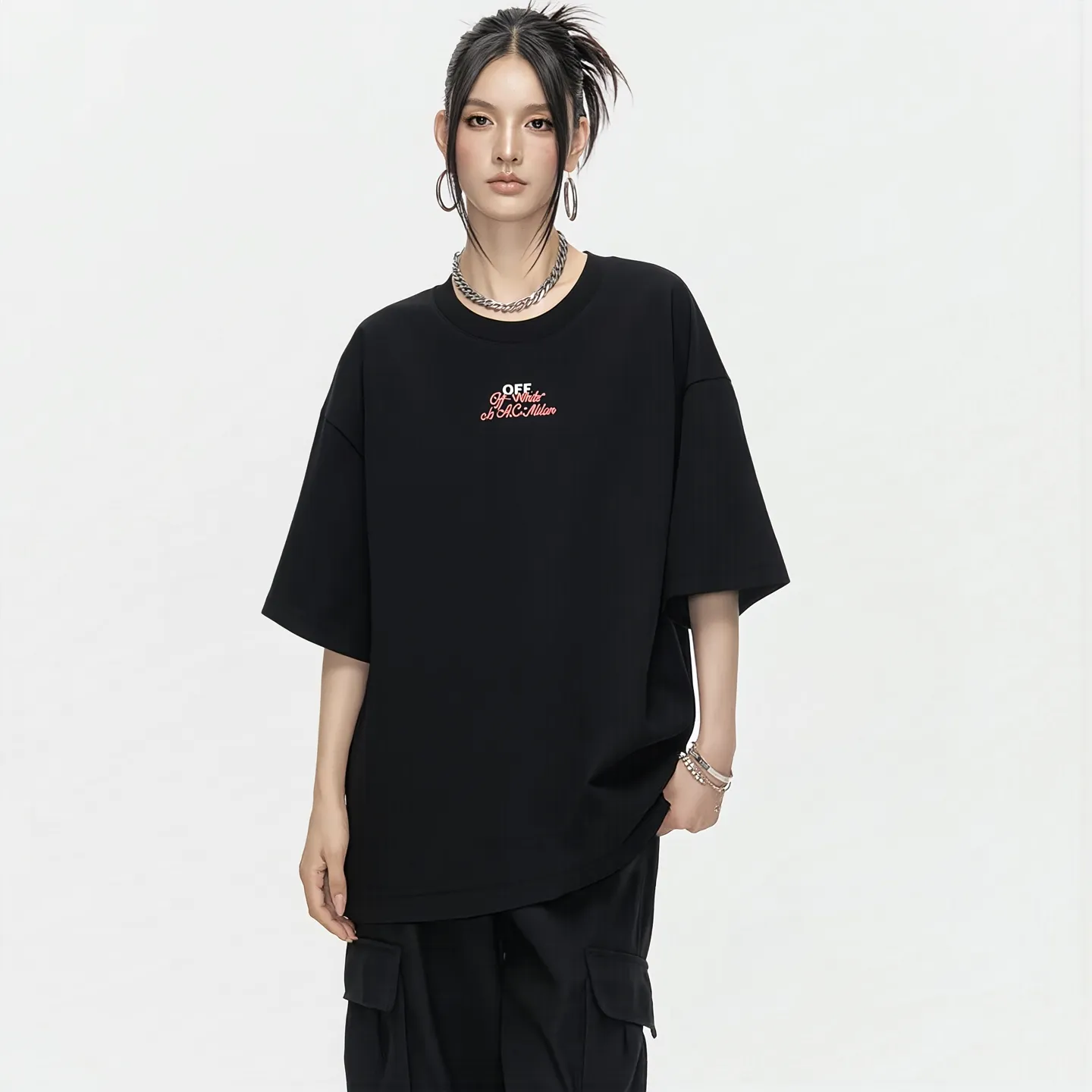 "𝙉𝙚𝙬⚜️off" 2026 Spring and Summer New Arrival short-sleeved T-shirt Heavy cotton letter logo print Color: White Pink Black Hidden Blue Sizes: S M L XL XXL