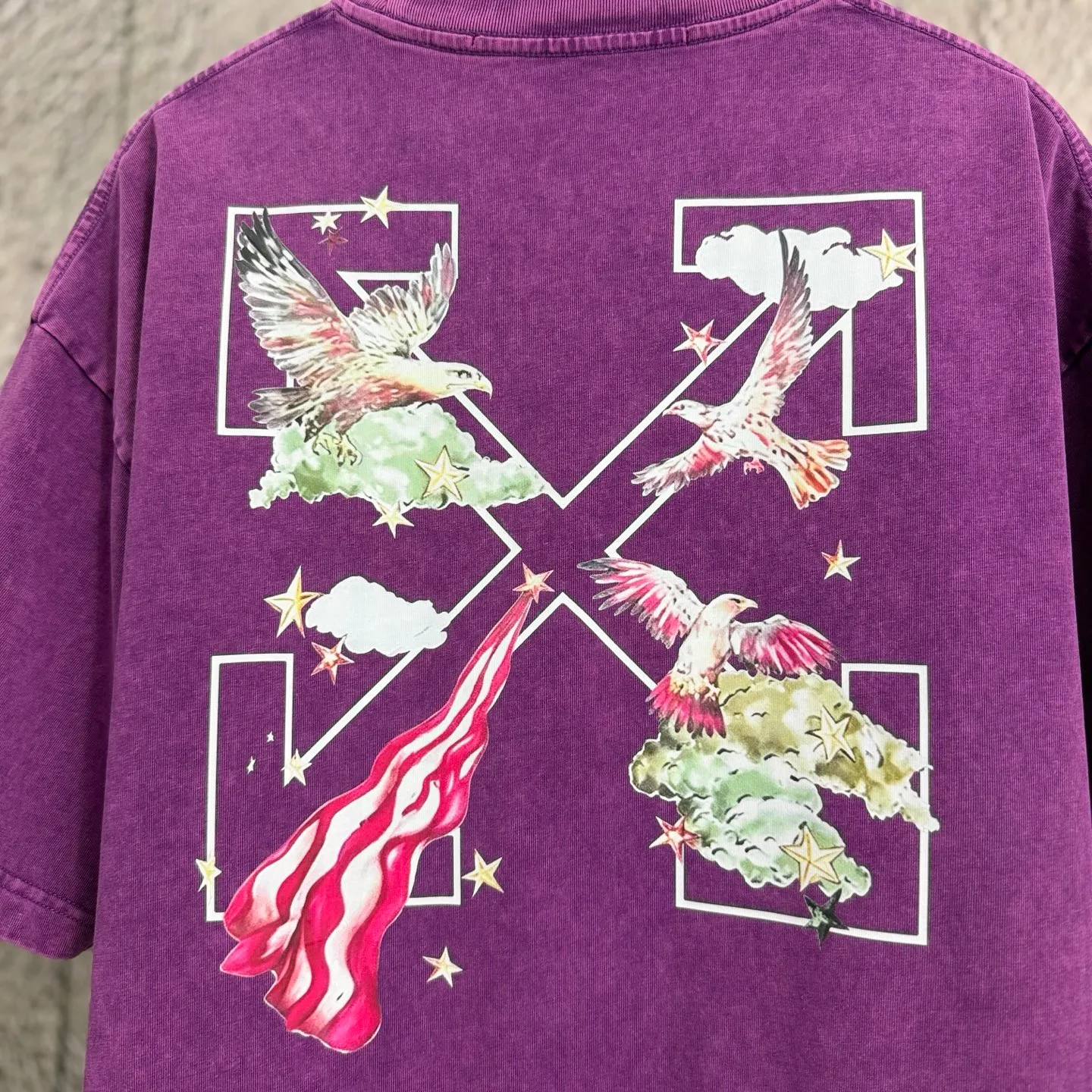 "𝙉𝙚𝙬⚜️off" 2026 Spring and Summer New Arrival short-sleeved T-shirt, 32 counts of 275g double yarn cotton, old washed and fried snowflake print Color: Orange Black Taro Purple Apricot Sizes: S M L XL XXL