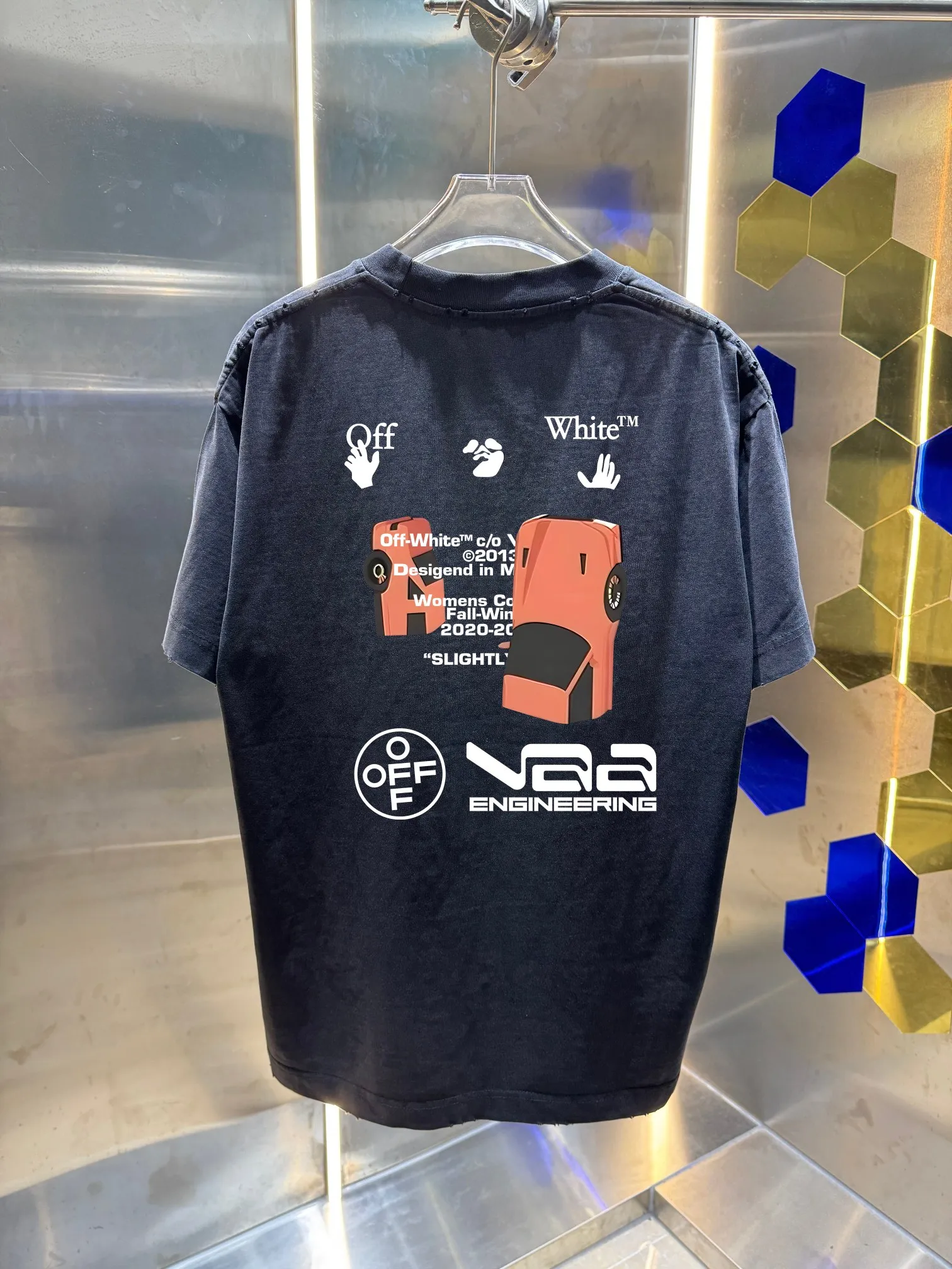 OFF-white/2026 Spring/Summer New Arrival Washed and worn 320g round neck short-sleeved tee, same style loose version for men and women, hangtag, collar label, wash mark, complete with three labels Color: Washed black, Washed white, Washed gray, Brown Size: S M L XL XXL
