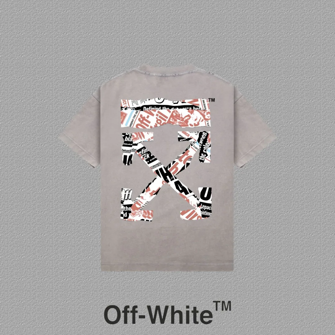 P90✨🔥 [OFF-Whte off] 2026FW short-sleeved T-shirt Premium 26s double yarn 300g fabric, washed with Ma Liang distressed process Color: washed black washed white washed Khaki Size: S M L XL 2XL