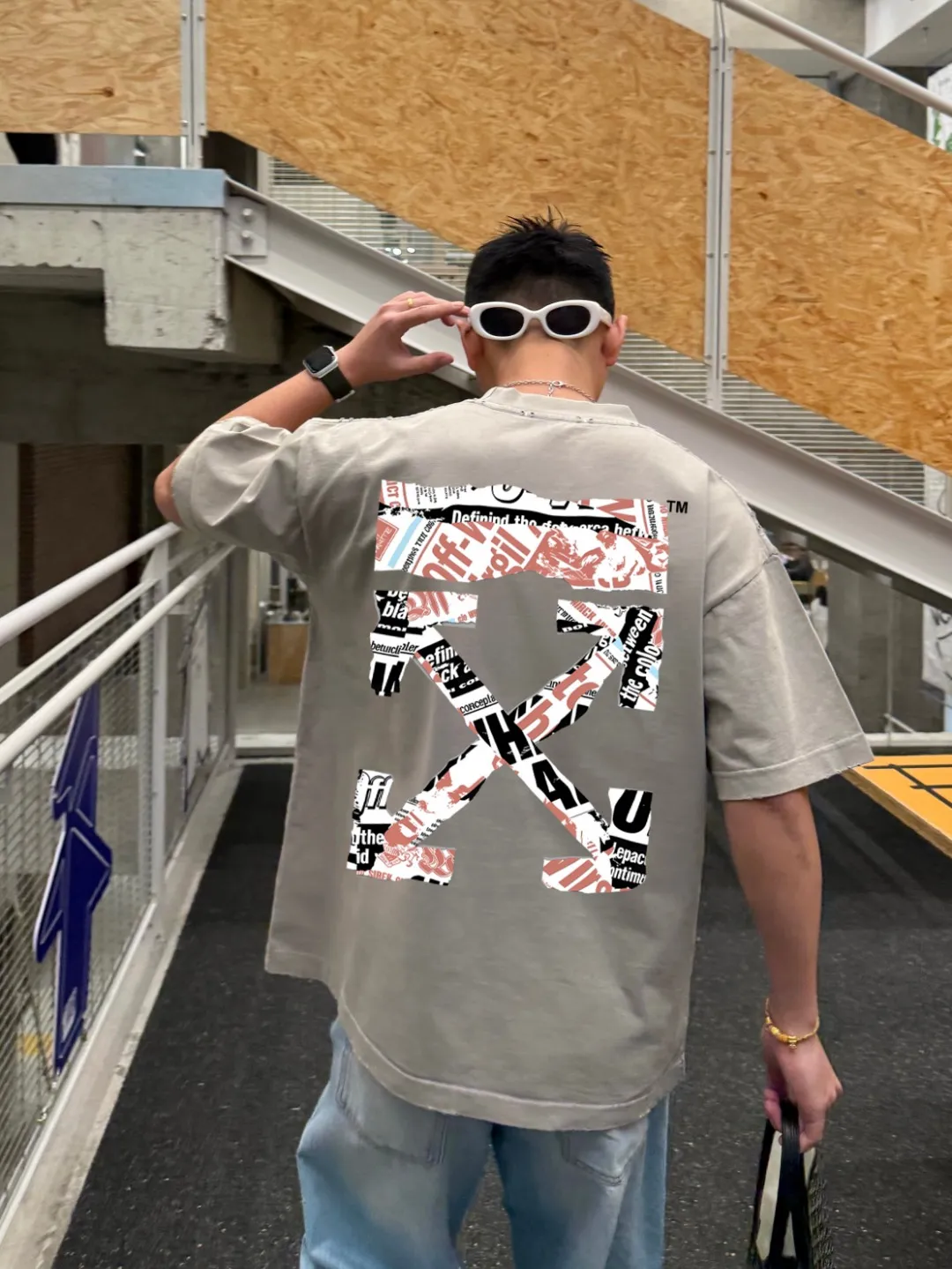 P90✨🔥 [OFF-Whte off] 2026FW short-sleeved T-shirt Premium 26s double yarn 300g fabric, washed with Ma Liang distressed process Color: washed black washed white washed Khaki Size: S M L XL 2XL