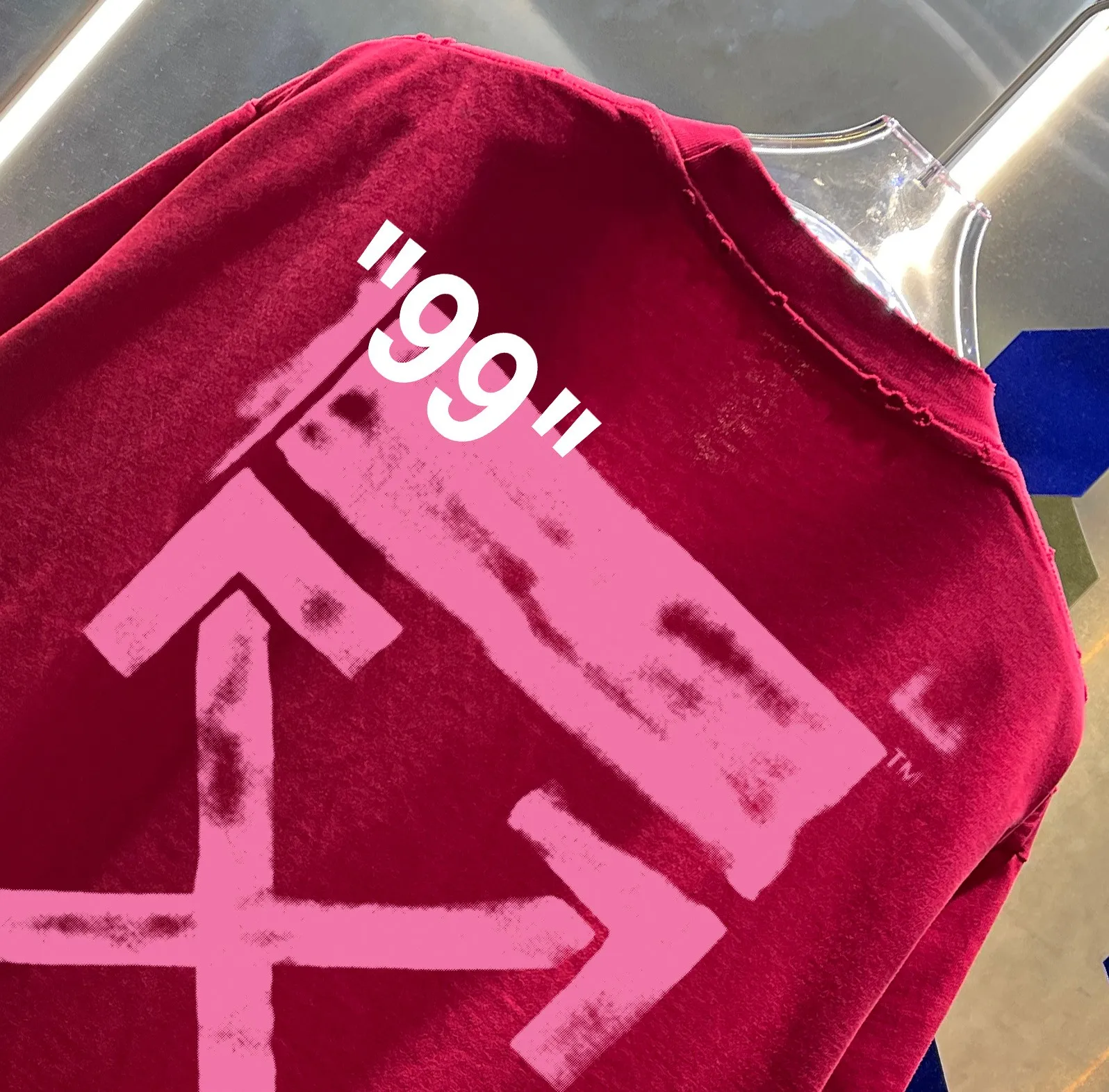 OFF-white/2026 Spring/Summer New Arrival Washed and worn 320g round neck short-sleeved tee, same style loose version for men and women, hangtag, collar label, wash mark, three labels complete Color: Washed black, Washed white, Washed gray, Washed brown, Washed red Size: S M L XL XXL