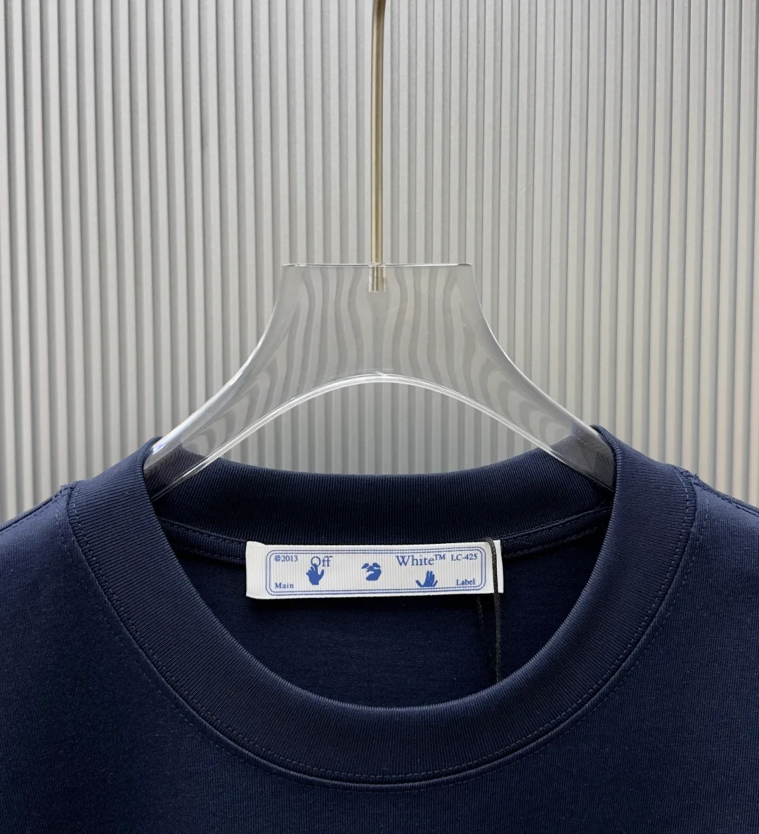 85💰 (Strictly control Quality) Style: off-white short-sleeved T-shirt Fabric: 300g double yarn 100% cotton Rib: 320g Sorona 1*1 trendy brand Process: Printing Color: White Red Night Blue Blue Floral Gray Black Size: M-4XL No gender distinction Men and women Same Style