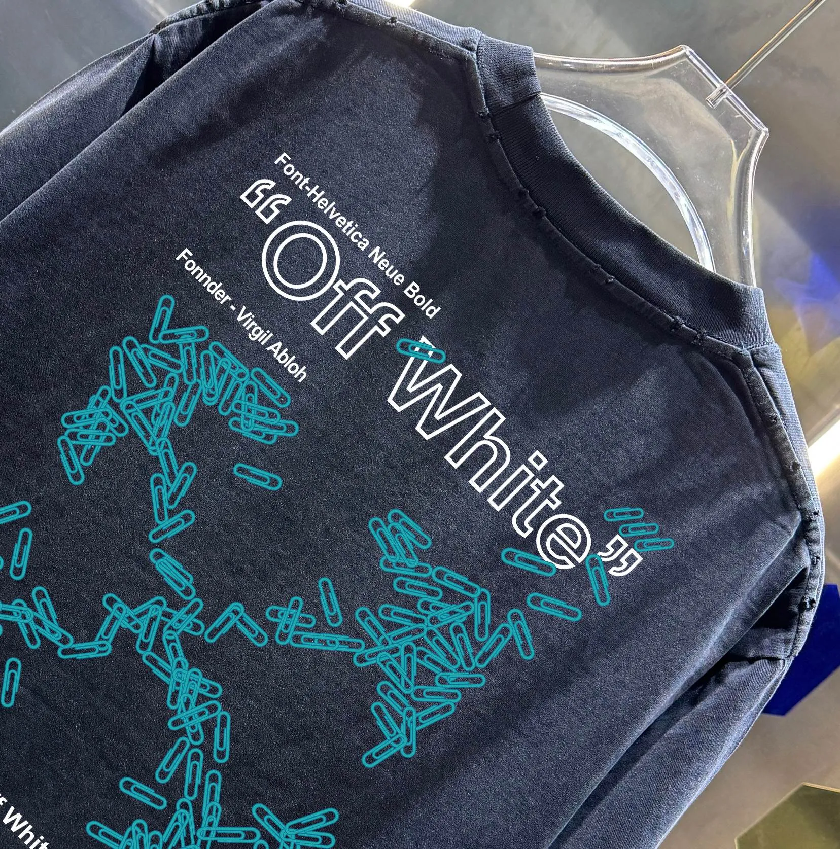 OFF-white/2026 Spring/Summer New Arrival Washed and worn 320g round neck short-sleeved tee, same style loose version for men and women, hang tag, collar label, wash mark, complete with three labels Color: Washed black, Washed white, Washed gray, Washed purple Size: S M L XL XXL