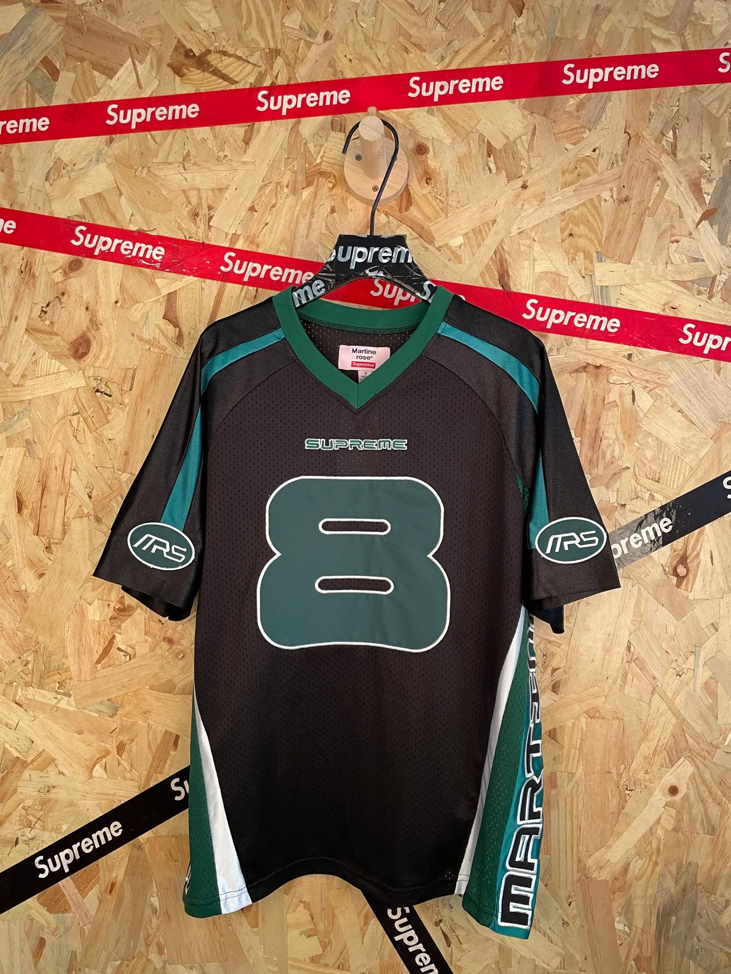 Style number: 8188 supreme co-branded embroidered mesh stitching star Same Style short-sleeved T-shirt Color: Black White Size: S-XL