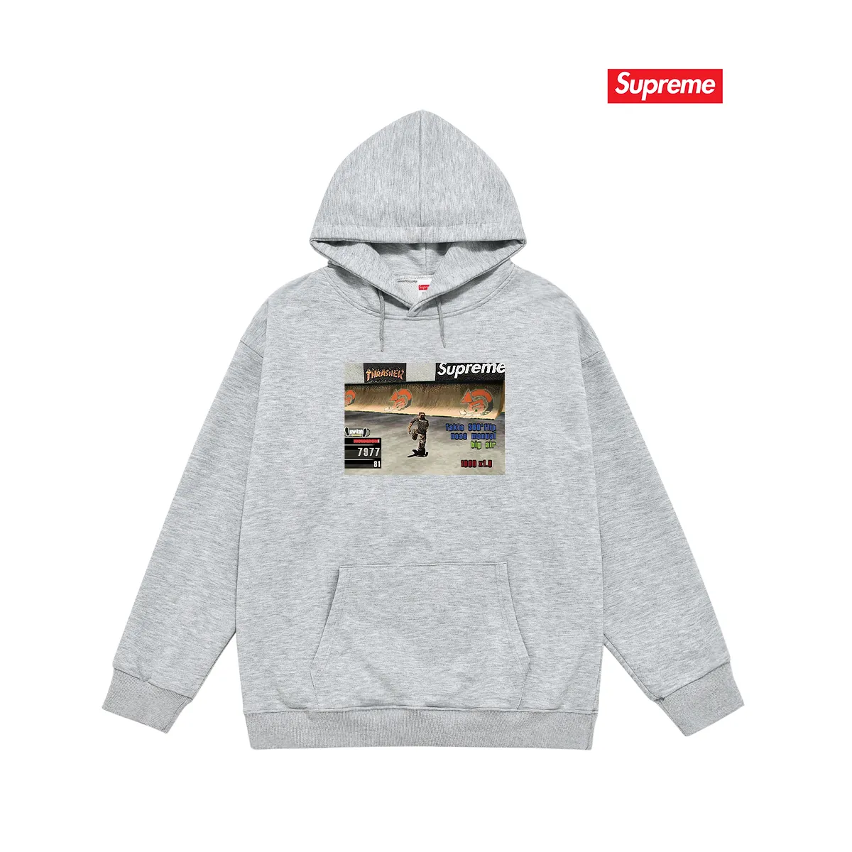 S 2086 # P 85💰 P 90💰 Supreme Week 5 x Thrasher Game Tee 400 430 Quality💥 Same Style ：Black White Gray Size：S M L XL XXL