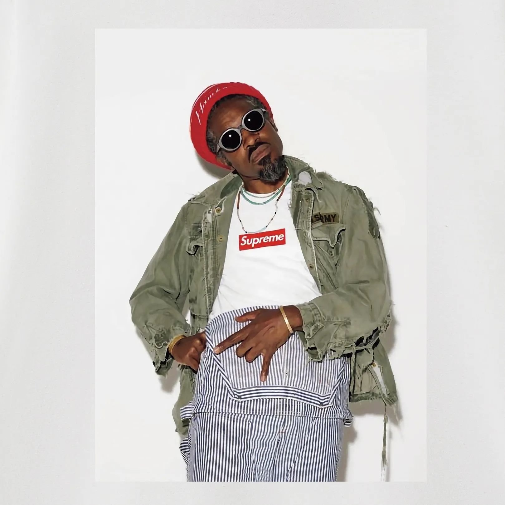 S 2056 # P 85💰 P 90💰 Supreme FW 22 Week 1 André 3000 Tee 400 430 Quality💥 Same Style ：Black White Gray Size：S M L XL XXL