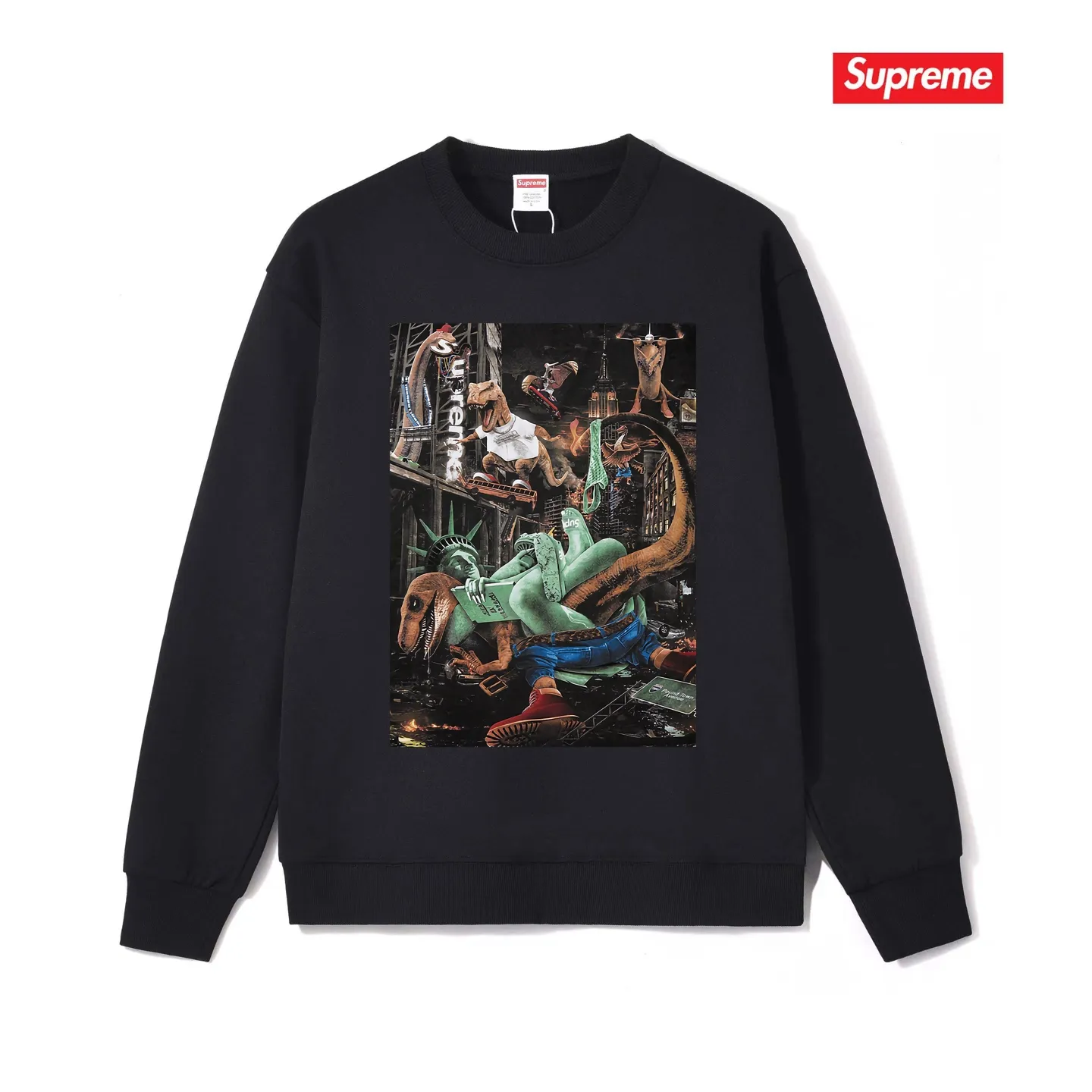 S 1125 # p 80💰 Supreme 23SS T-REX TEE 400 Quality💥 Same Style ：Black White Gray Size：S M L XL XXL