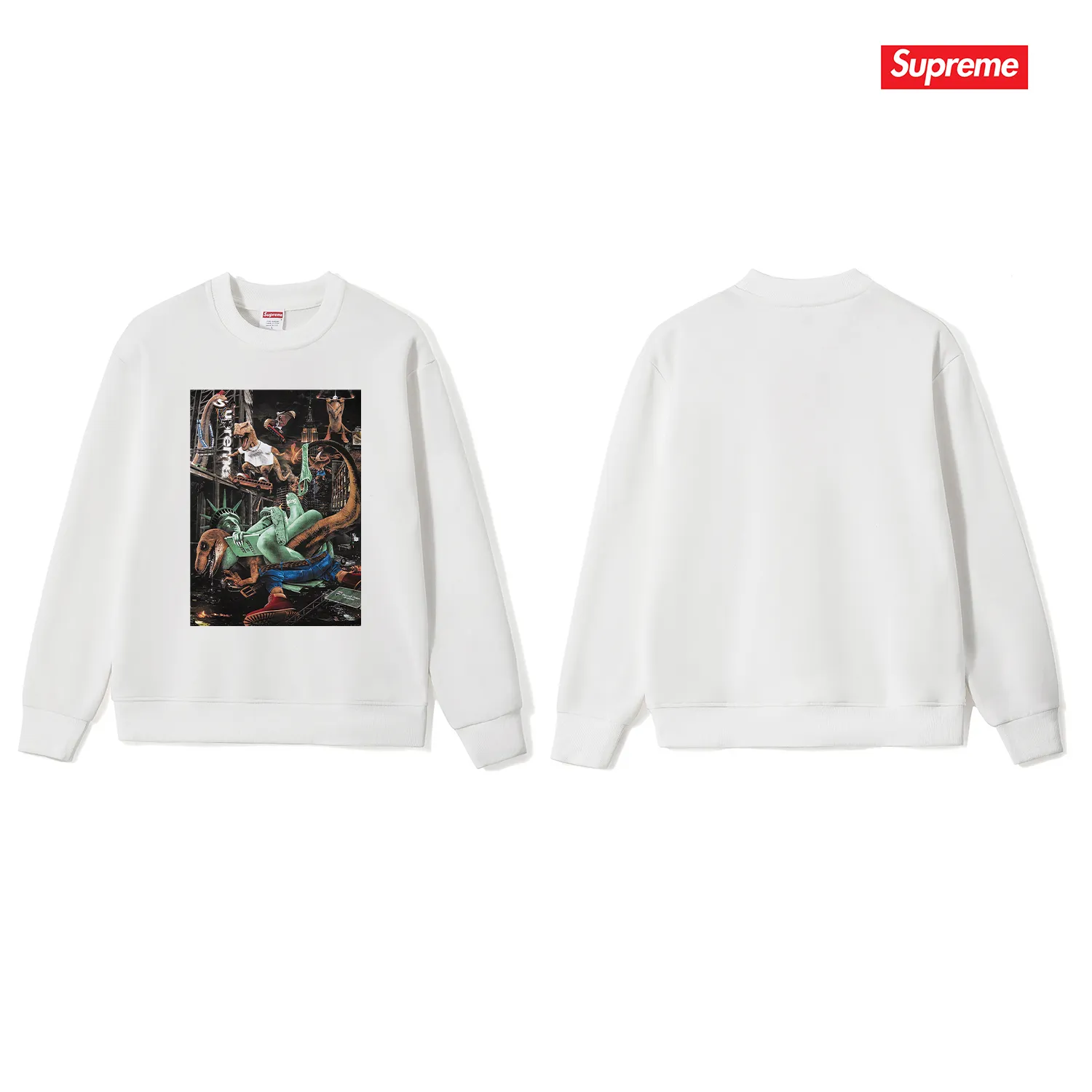S 1125 # p 80💰 Supreme 23SS T-REX TEE 400 Quality💥 Same Style ：Black White Gray Size：S M L XL XXL