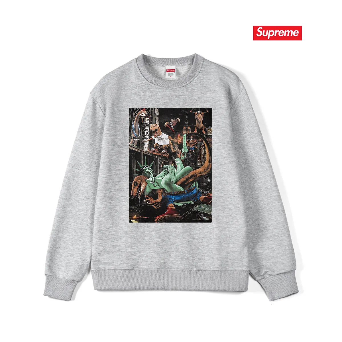 S 1125 # p 80💰 Supreme 23SS T-REX TEE 400 Quality💥 Same Style ：Black White Gray Size：S M L XL XXL