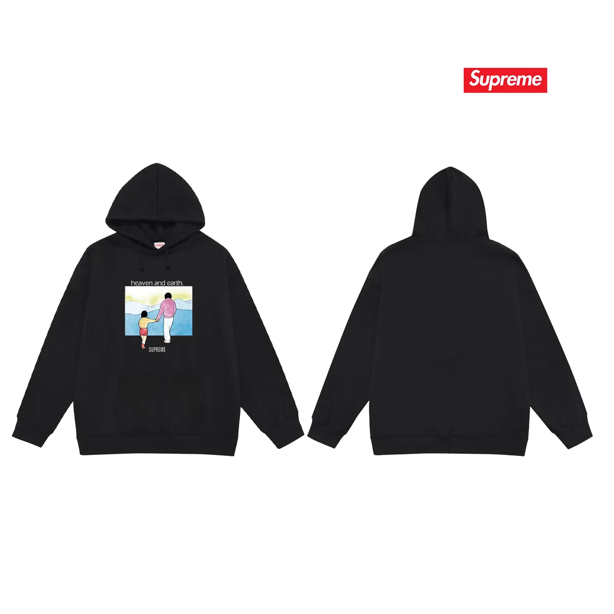 S 2013 # P 85💰 P 90💰 Supreme FW 19 Week 1 Heaven and Earth Tee 400 430 Quality💥 Same Style ：Black White Gray Size：S M L XL XXL