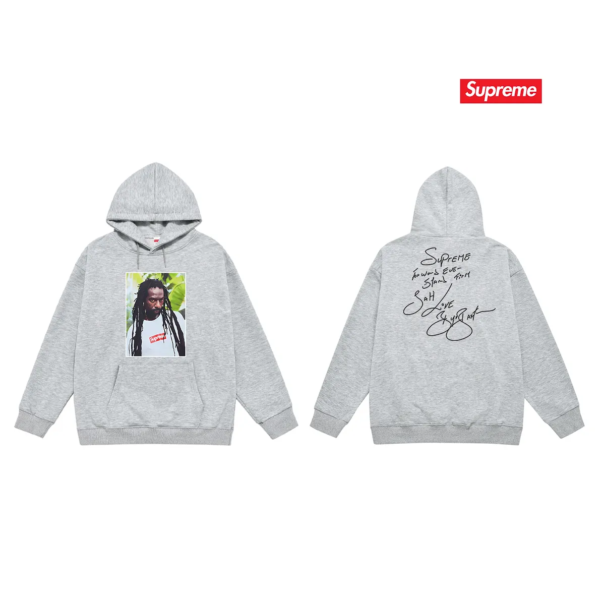 S 2035 # P 85💰 P 90💰 Supreme SS 19 Buju Banton Tee 400 430 Quality💥 Same Style ：Black White Gray Size：S M L XL XXL