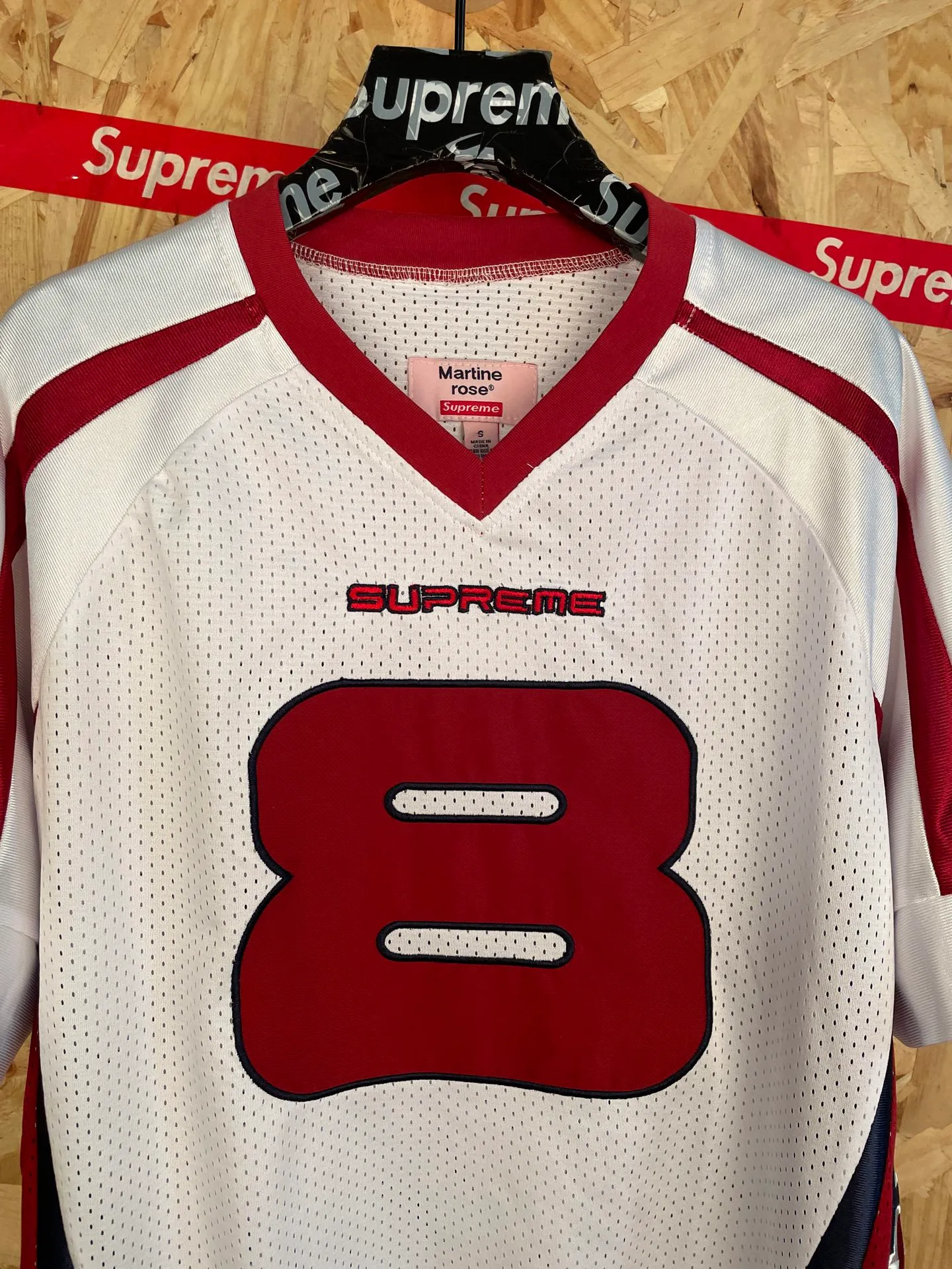 Style number: 8188 supreme co-branded embroidered mesh stitching star Same Style short-sleeved T-shirt Color: Black White Size: S-XL