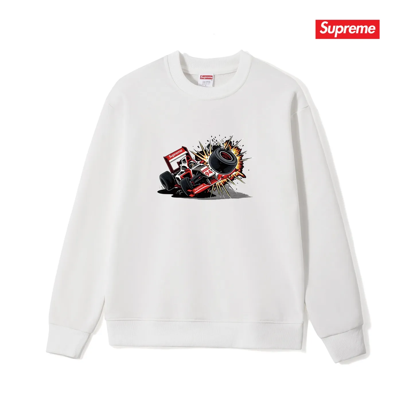 S 1012 # p 80💰 Supreme Week 7 Crash Tee 400 Quality💥 Same Style ：Black White Gray Size：S M L XL XXL