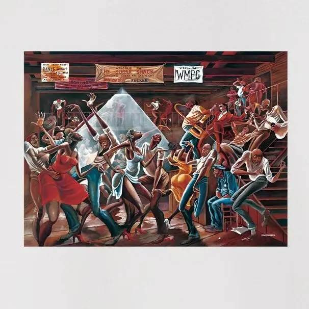 S 1203 # p 80💰 Supreme 25SS Ernie Barnes 400 Quality💥 Same Style ：Black White Gray Size：S M L XL XXL