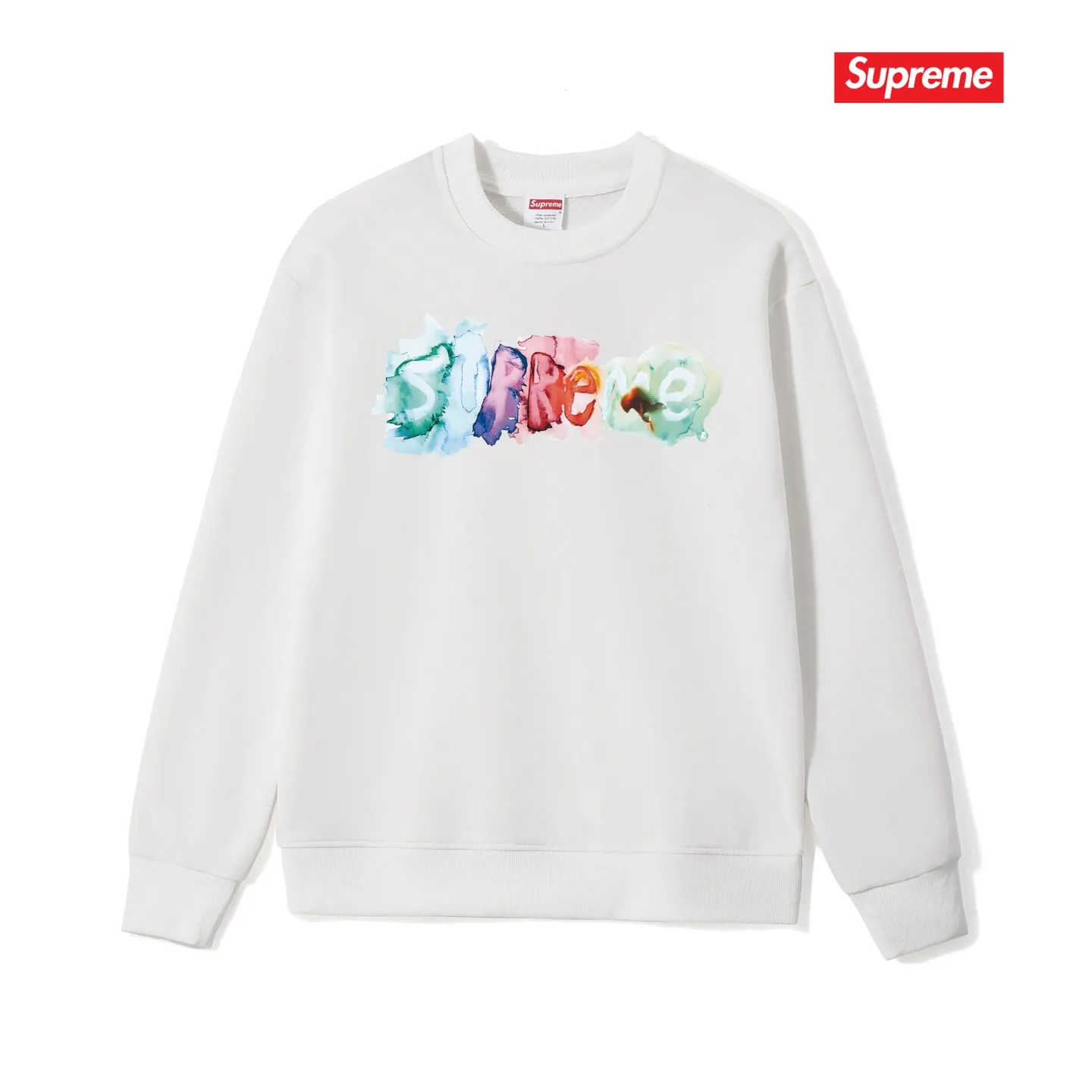 S 1099 # p 80💰 Supreme SS 23 Week 1 WATERCOLORTEE logo 400 Quality💥 Same Style ：Black White Gray Size：S M L XL XXL