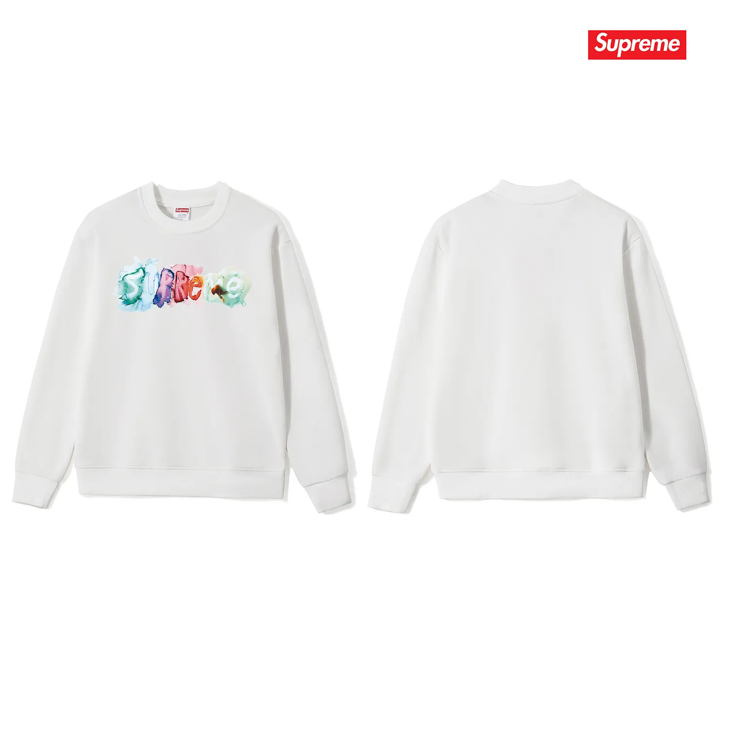 S 1099 # p 80💰 Supreme SS 23 Week 1 WATERCOLORTEE logo 400 Quality💥 Same Style ：Black White Gray Size：S M L XL XXL
