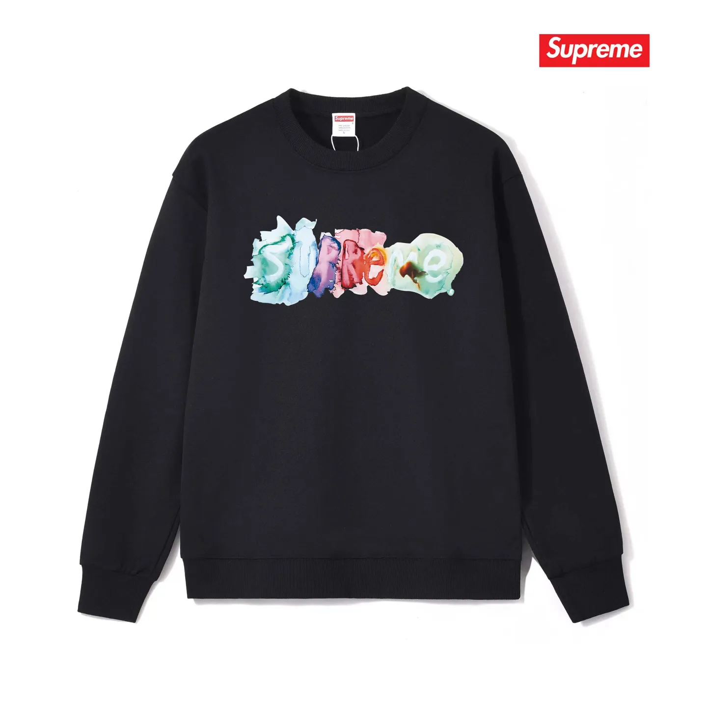 S 1099 # p 80💰 Supreme SS 23 Week 1 WATERCOLORTEE logo 400 Quality💥 Same Style ：Black White Gray Size：S M L XL XXL