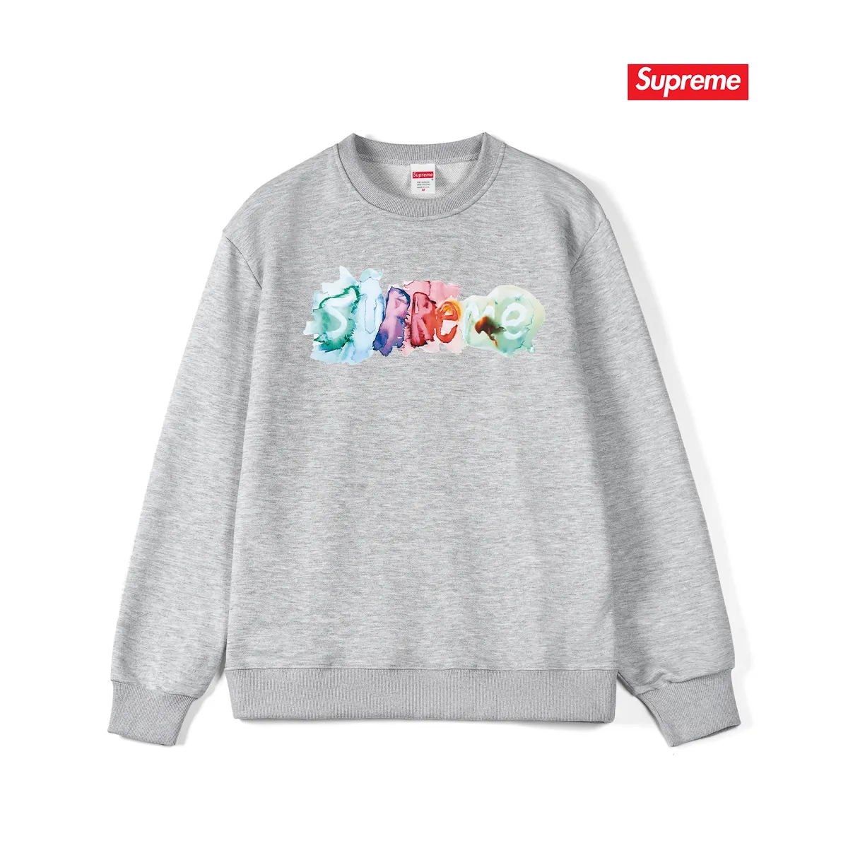 S 1099 # p 80💰 Supreme SS 23 Week 1 WATERCOLORTEE logo 400 Quality💥 Same Style ：Black White Gray Size：S M L XL XXL