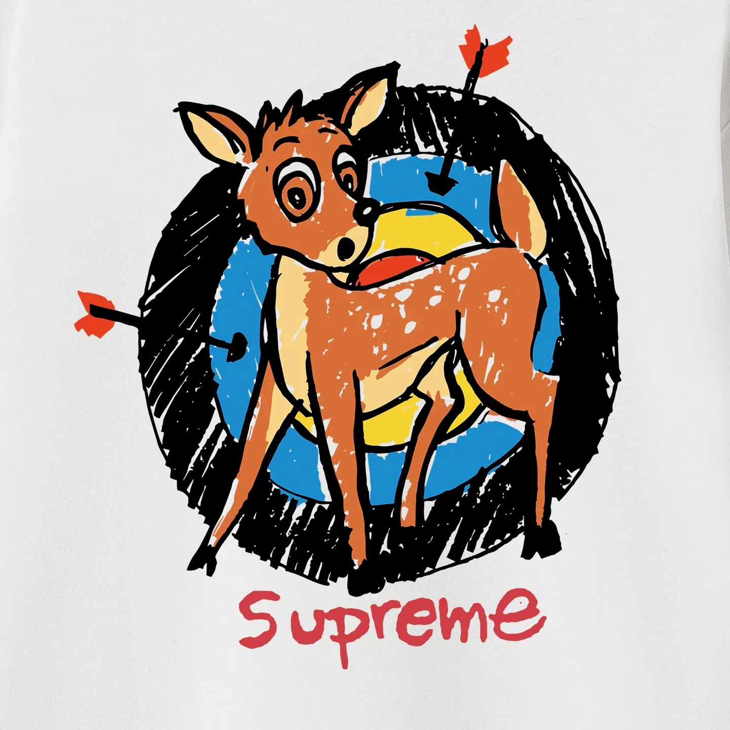 S 1052 # p 80💰 Supreme SS 22 Week 1 Deer Tee 400 Quality💥 Same Style ：Black White Gray Size：S M L XL XXL