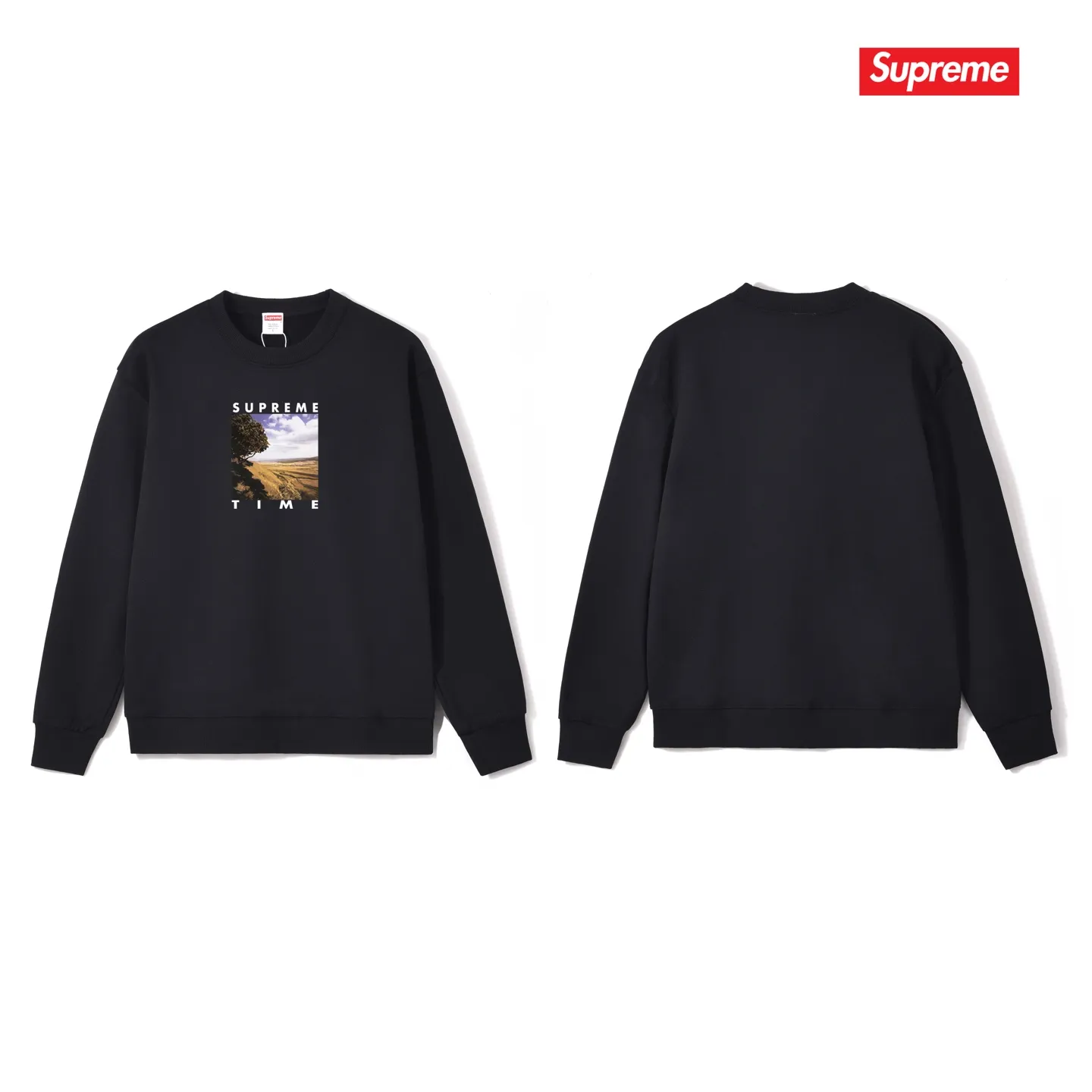 S 1039 # p 80💰 Supreme Week 8 Time Tee 400 Quality💥 Same Style ：Black White Gray Size：S M L XL XXL