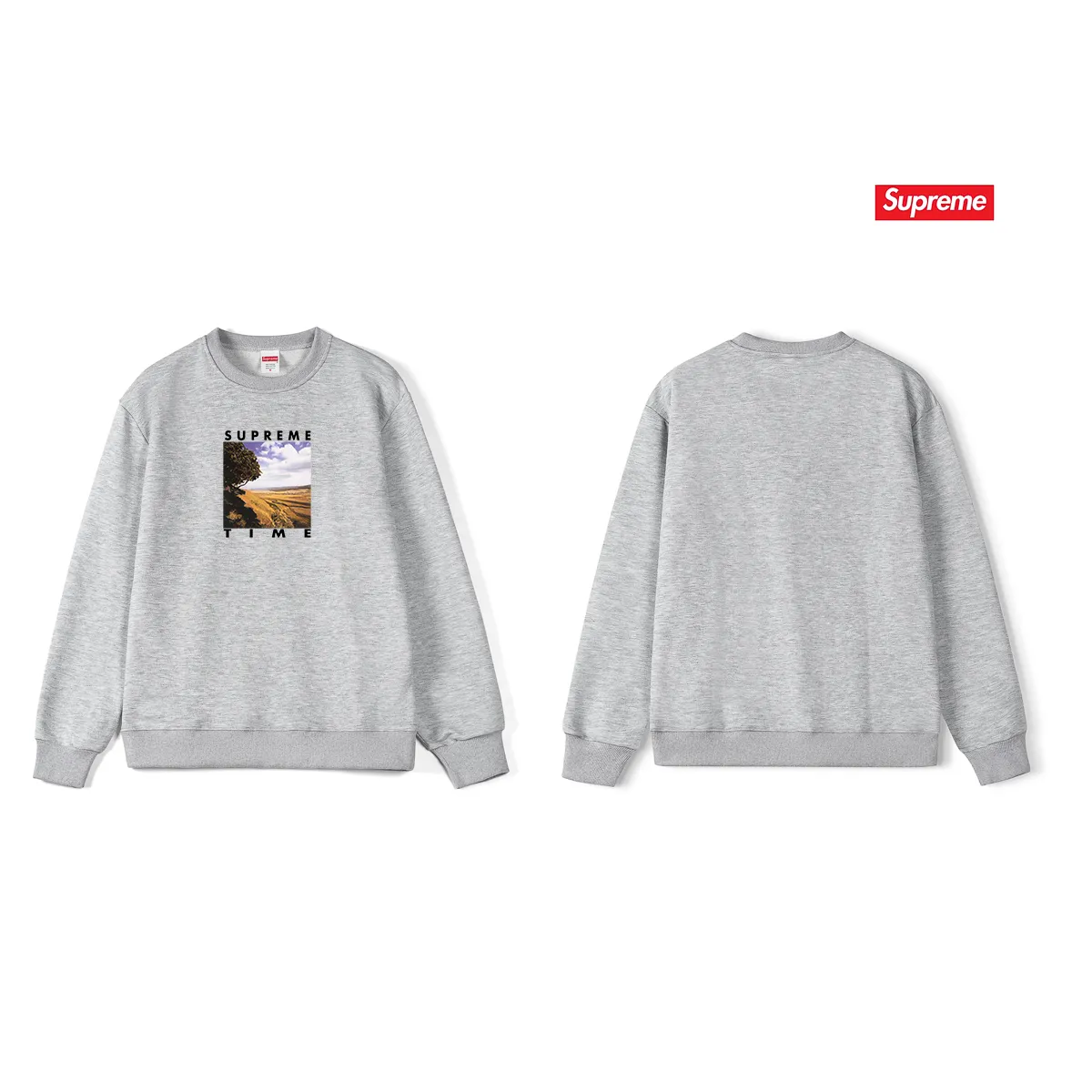 S 1039 # p 80💰 Supreme Week 8 Time Tee 400 Quality💥 Same Style ：Black White Gray Size：S M L XL XXL