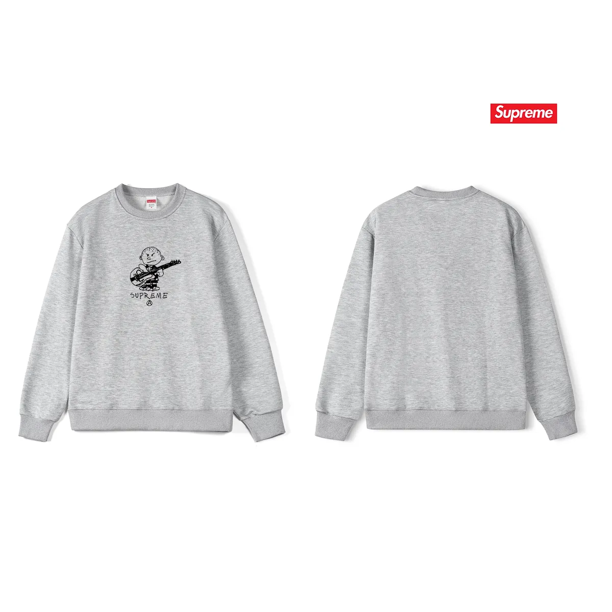 S 1160 # p 80💰 Sup 41FW Rocker Tee 400 Quality💥 Same Style ：Black White Gray Size：S M L XL XXL