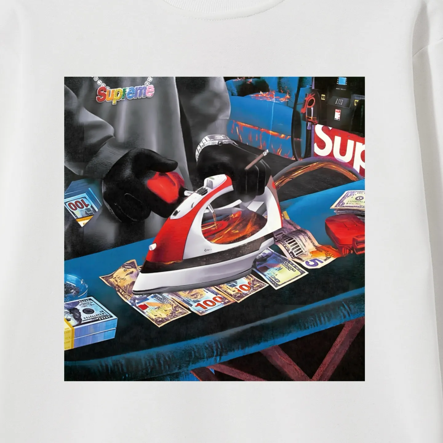 S 2019 # P 85💰 P 90💰 Supreme SS 22 Week 1 Gas Tee 400 430 Quality💥 Same Style ：Black White Gray Size：S M L XL XXL