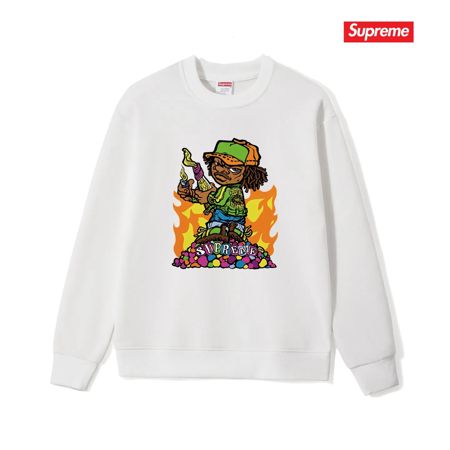 S 1112 # p 80💰 Supreme SS 19 Molotov Kid Tee Black 400 Quality💥 Same Style ：Black White Gray Size：S M L XL XXL