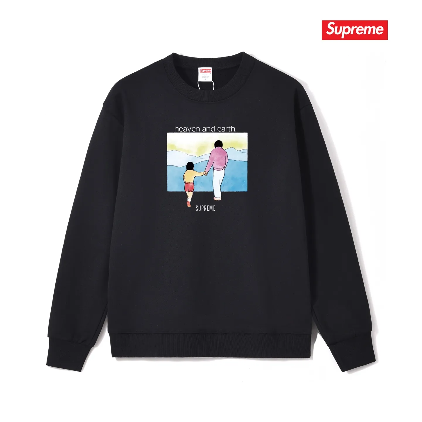 S 1013 # p 80💰 Supreme FW 19 Week 1 Heaven and Earth Tee 400 Quality💥 Same Style ：Black White Gray Size：S M L XL XXL