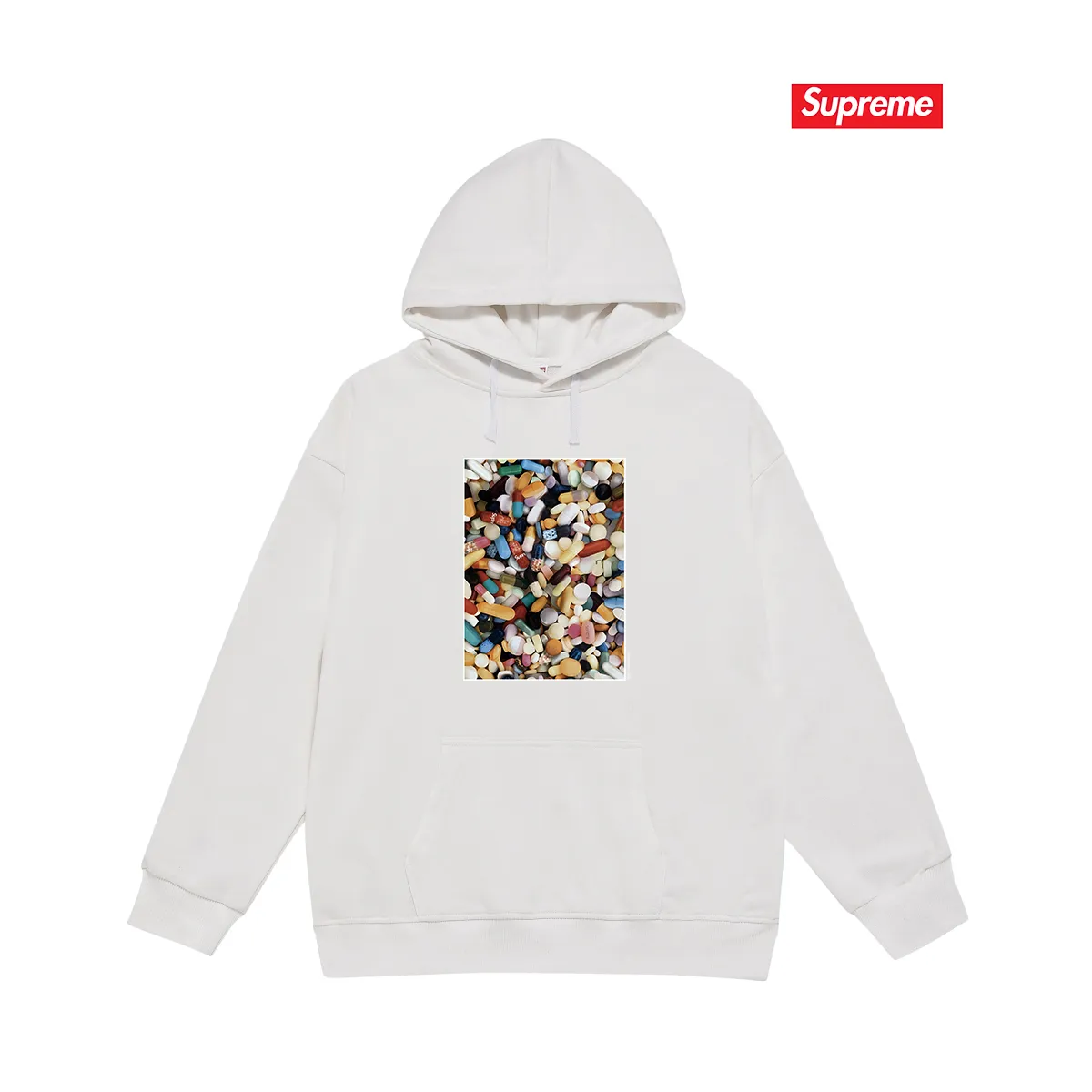 S 2014 # P 85💰 P 90💰 Supreme Week 7 Pills Tee 400 430 Quality💥 Same Style ：Black White Gray Size：S M L XL XXL