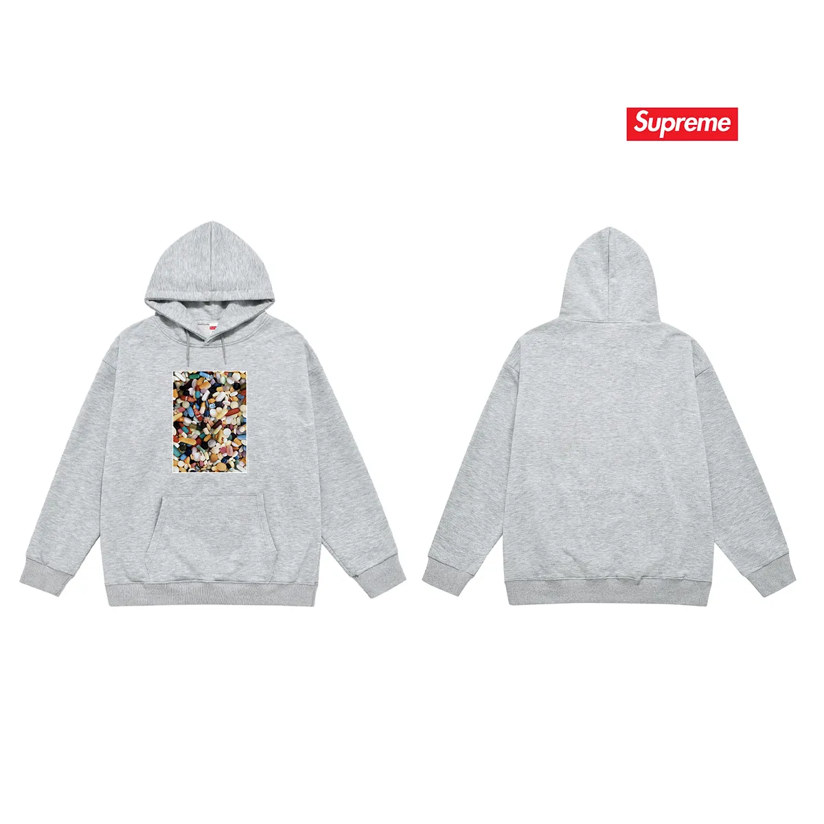 S 2014 # P 85💰 P 90💰 Supreme Week 7 Pills Tee 400 430 Quality💥 Same Style ：Black White Gray Size：S M L XL XXL