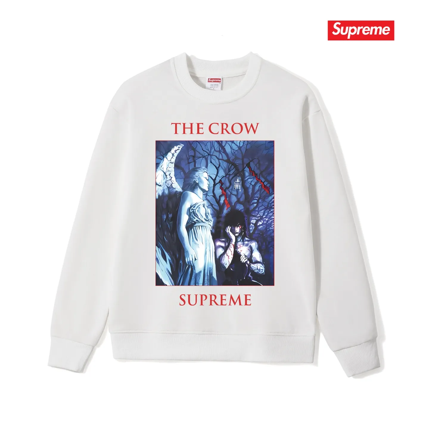 S 1105 # p 80💰 Supreme Week 4 x The Crow Tee 400 Quality💥 Same Style ：Black White Gray Size：S M L XL XXL
