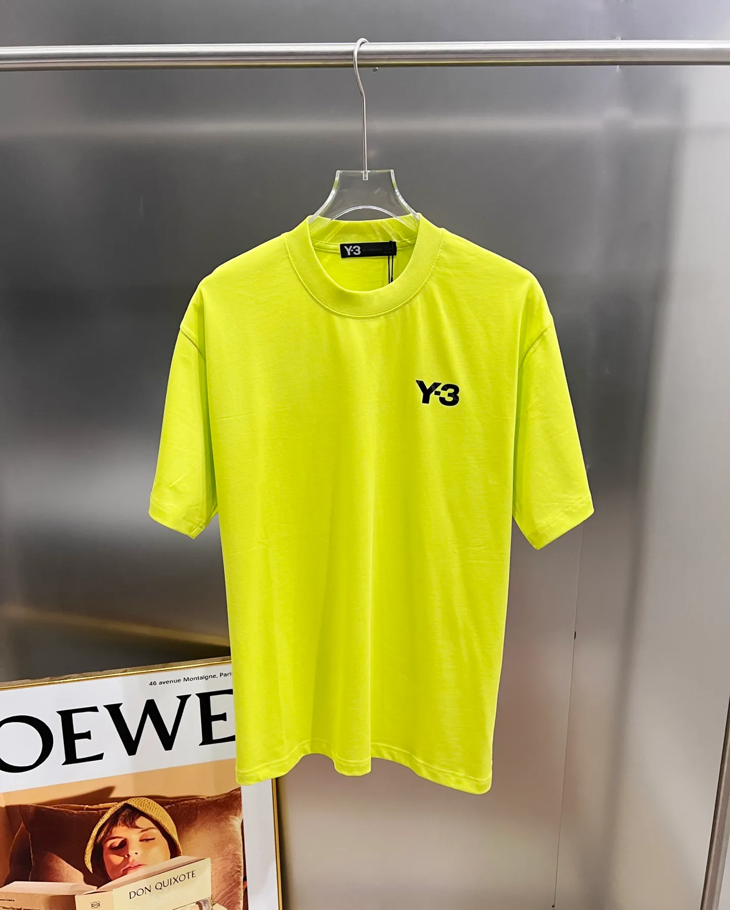 Y 3*Yamamoto*Yoji 2026 Spring and Summer New Arrival Simple signature letter three-dimensional craftsmanship Y-3 Customized double yarn plain cotton fabric Short-sleeved T-shirt Men and women Same Style Loose version Size S M L XL XXL Five sizes Black White Gray Yingguang Green