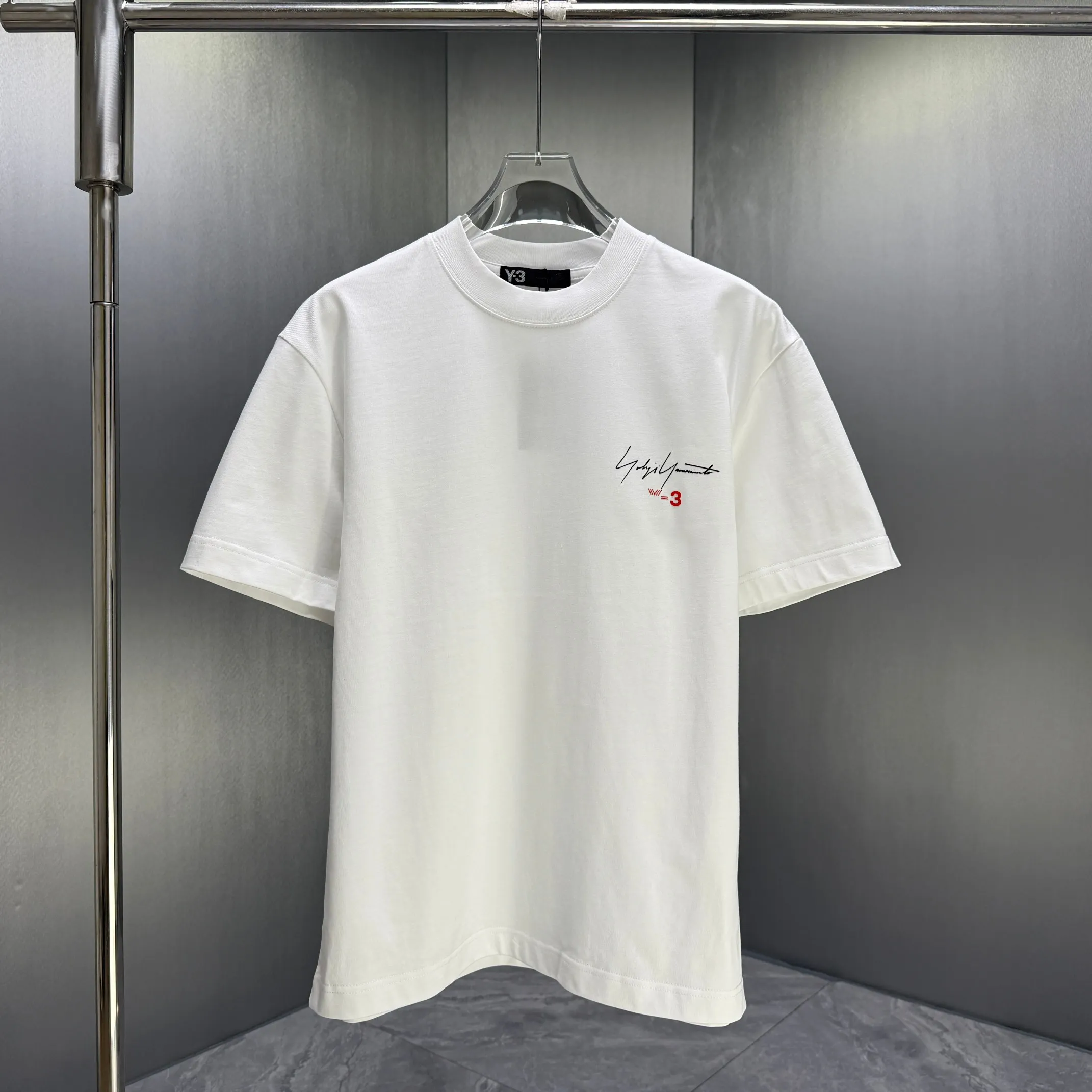 Y 3 Yohji Yamamoto 2026 Spring and Summer New Arrival short-sleeved T-shirt Customized pure cotton letter logo flocking Color: Black White Color Sizes: S M L XL XXL