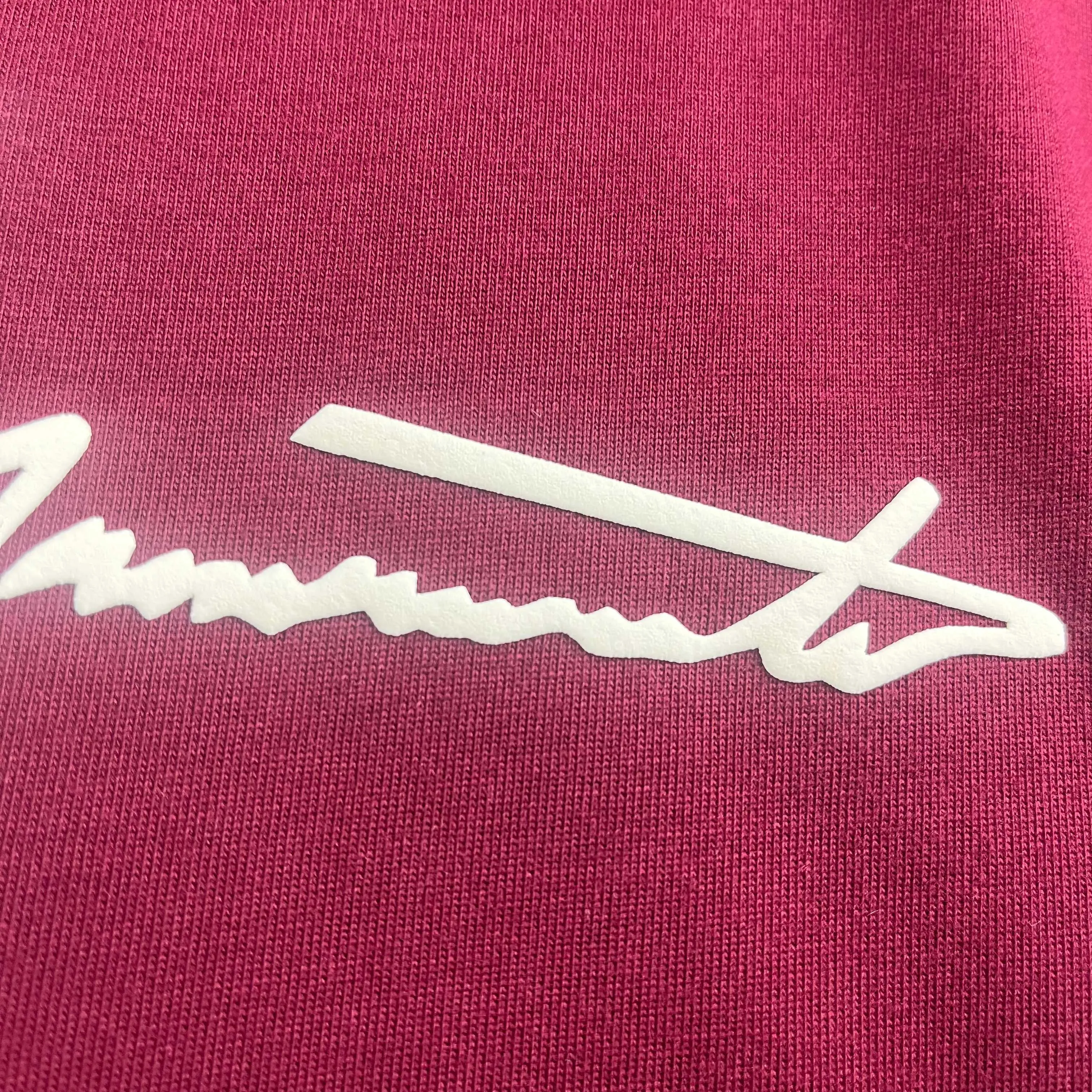 Y 3*Yamamoto*Yoshi 2026 Spring and Summer New Arrival Signature letter silicone technology Y-3 Double yarn custom plain cotton fabric Short-sleeved T-shirt Men and women Same Style Color: Black White Flower Gray Wine Red Size: S (90-130 pounds) M (120-150 pounds) L (140-165 pounds) XL (160-180 pounds) XXL (180 pounds)