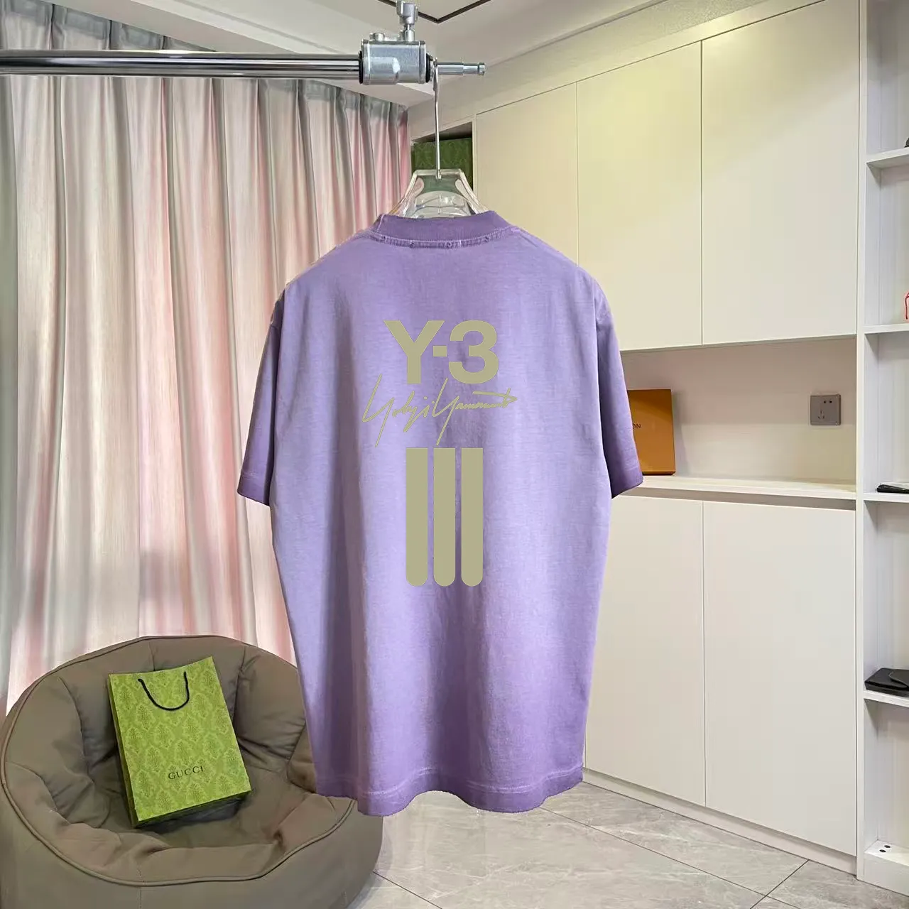 Y-3 2026 Summer New Arrival Washed, distressed, personalized letter logo print, short-sleeved T-shirt, customized fabric g Men and women Same Style Size: S M L XL XXL Five sizes Color: White Brown Purple Gray