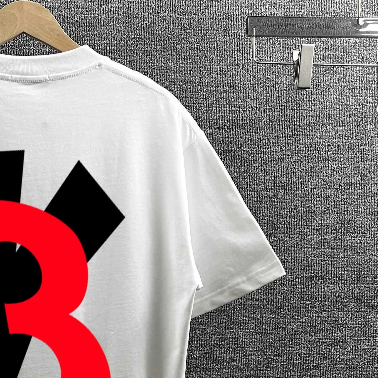 Y 3* * *yoji 2026 spring and summer New Arrival Classic personalized front and rear letter logo printed T-shirt Double yarn custom plain cotton fabric short-sleeved T-shirt Men and women Same Style Color: Black White Gray Size: S (90-130 pounds) M (120-150 pounds) L (140-165 pounds) XL (160-180 pounds) XXL (180 pounds)