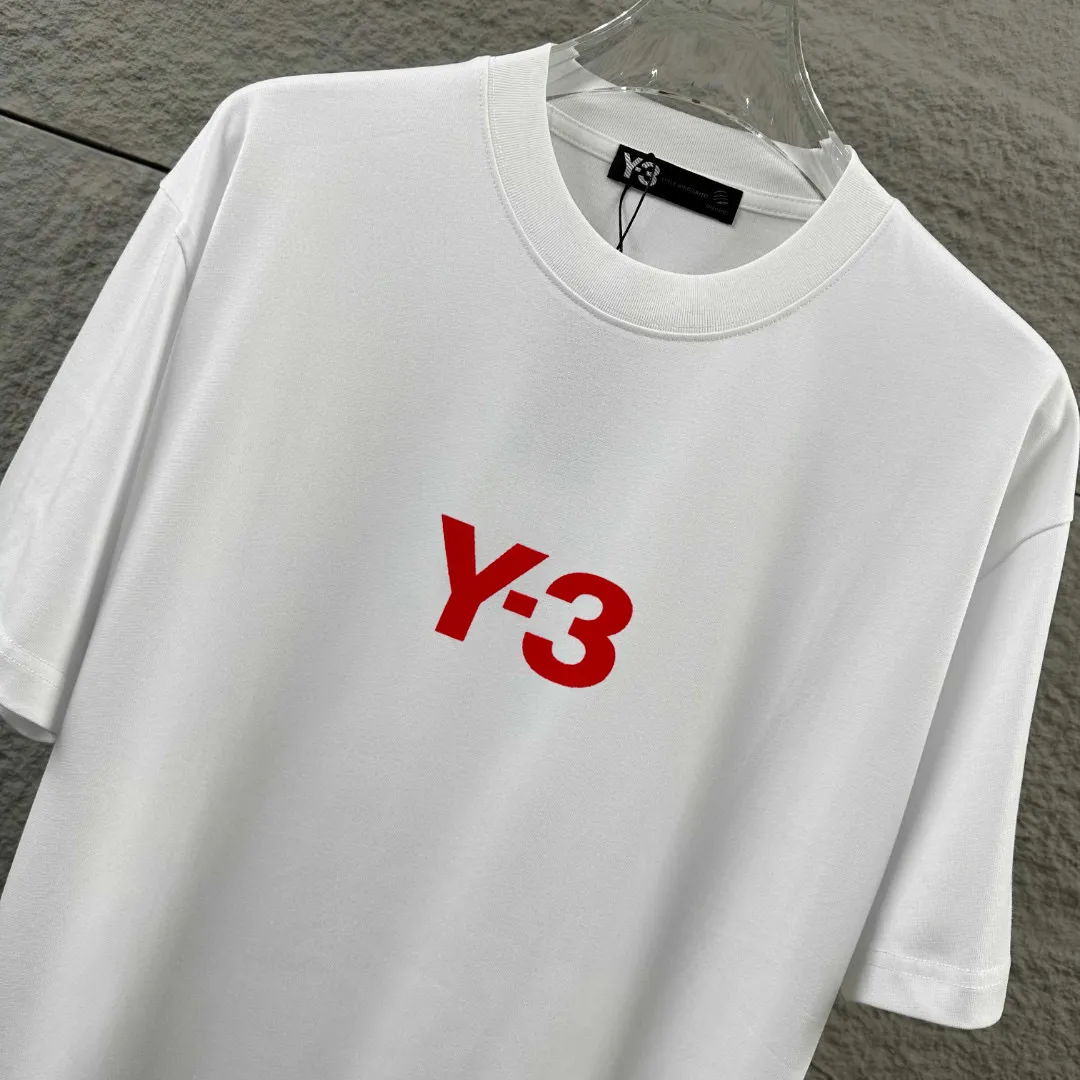 Y 3*Yamamoto*Yoji 2026 Spring and Summer New Arrival Simple signature letter thick plate flocking three-dimensional technology Y-3 Customized double yarn plain cotton fabric Short-sleeved T-shirt Men and women Same Style Color: Black White Size: S (90-130 pounds) M (120-150 pounds) L (140-165 pounds) XL (160-180 pounds) XXL (180 kilograms)