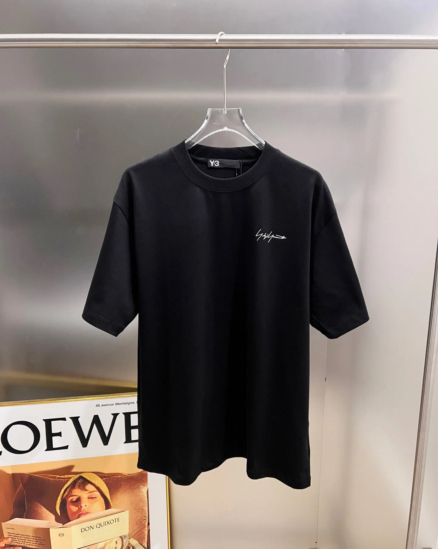 Y 3*Yamamoto*Yoji 2026 Spring and Summer New Arrival Simple signature letter three-dimensional craftsmanship Y-3 Customized double yarn plain cotton fabric Short-sleeved T-shirt Men and women Same Style Loose version Size S M L XL XXL Five codes Black White