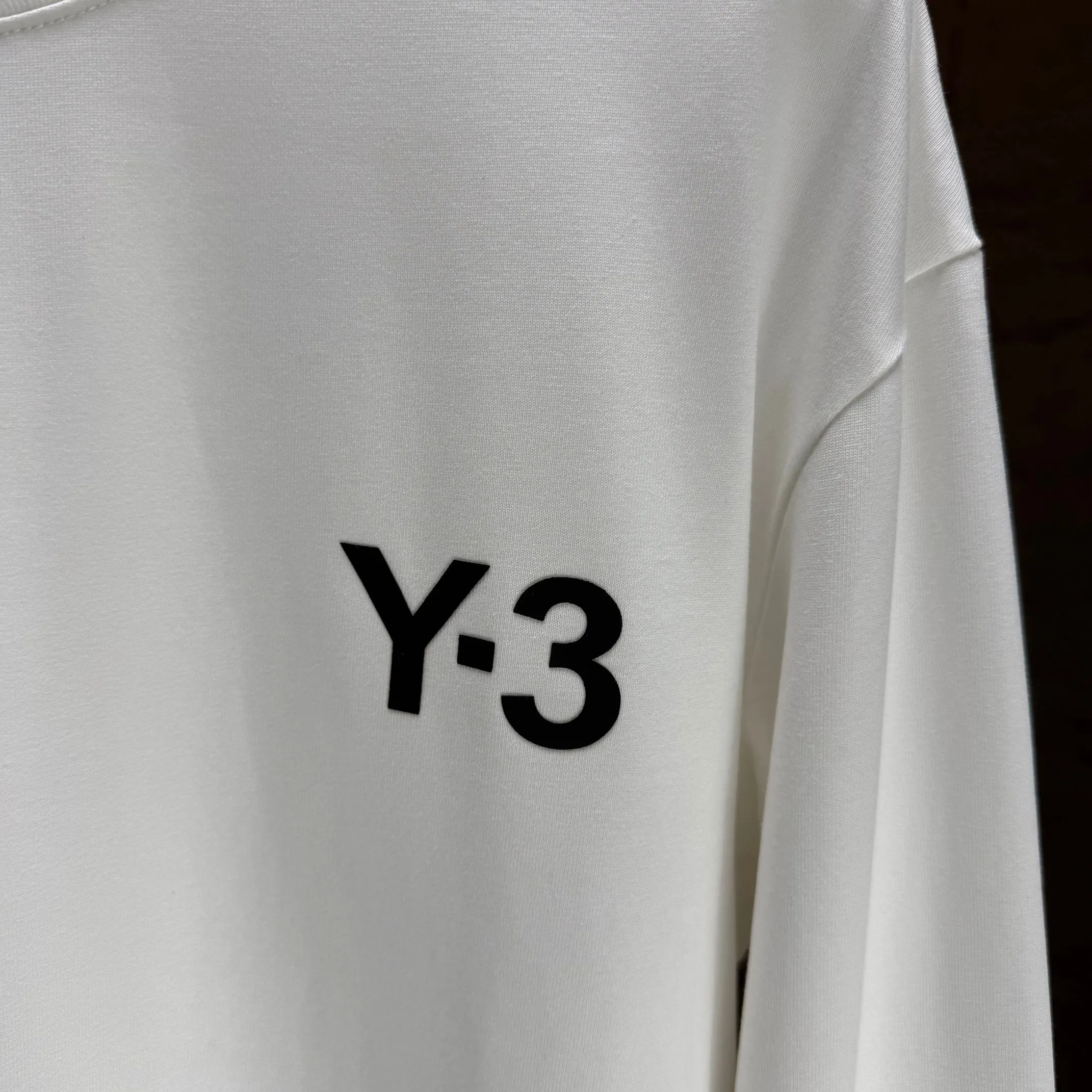 Y 3 Yohji Yamamoto 2025 Autumn and Winter New Arrival thick long-sleeved T-shirt gram pure cotton letter logo three-dimensional silicone Color: Black White Night Blue Sizes: S M L XL
