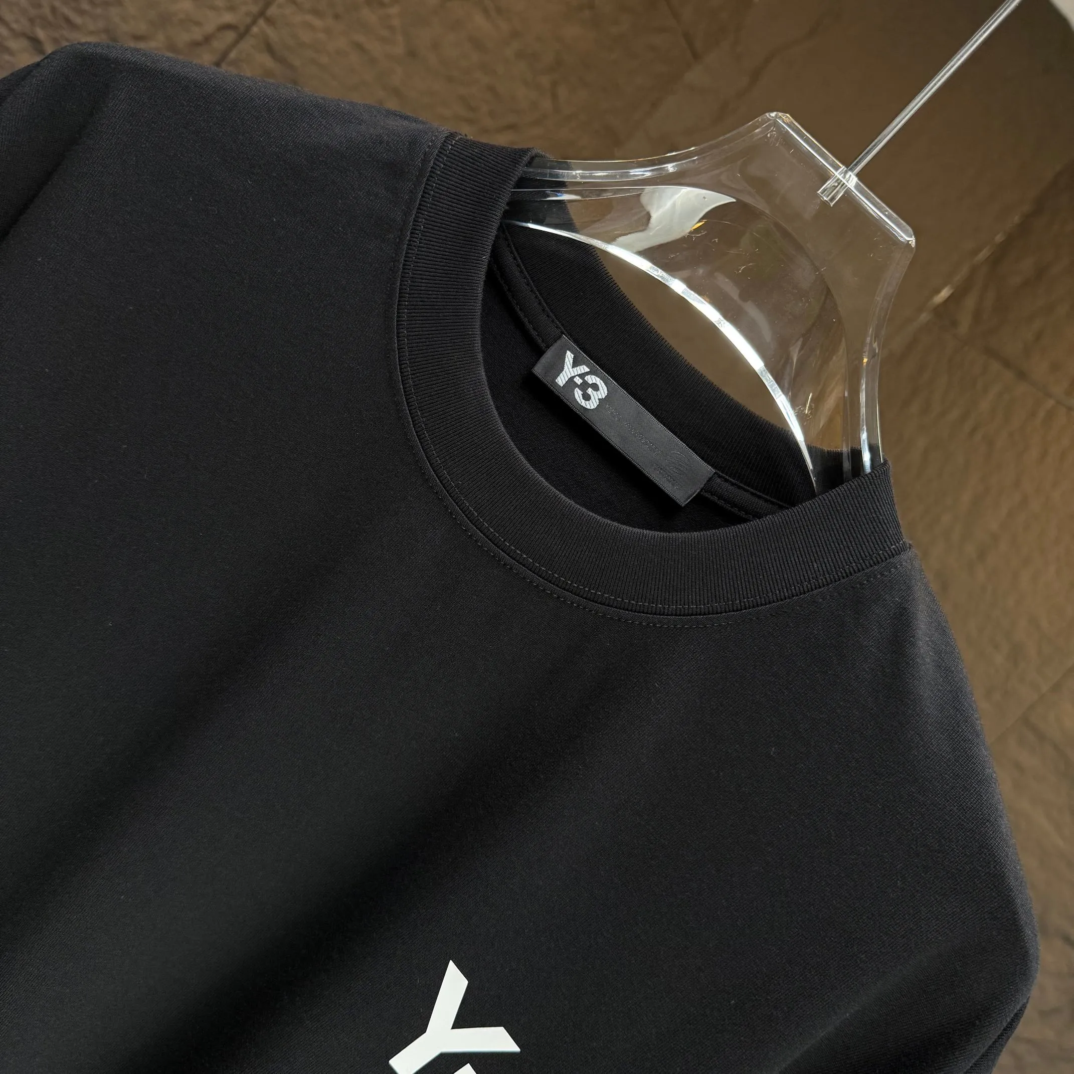 Y 3 Yohji Yamamoto 2025 Autumn and Winter New Arrival thick long-sleeved T-shirt gram pure cotton letter logo three-dimensional silicone Color: Black White Night Blue Sizes: S M L XL