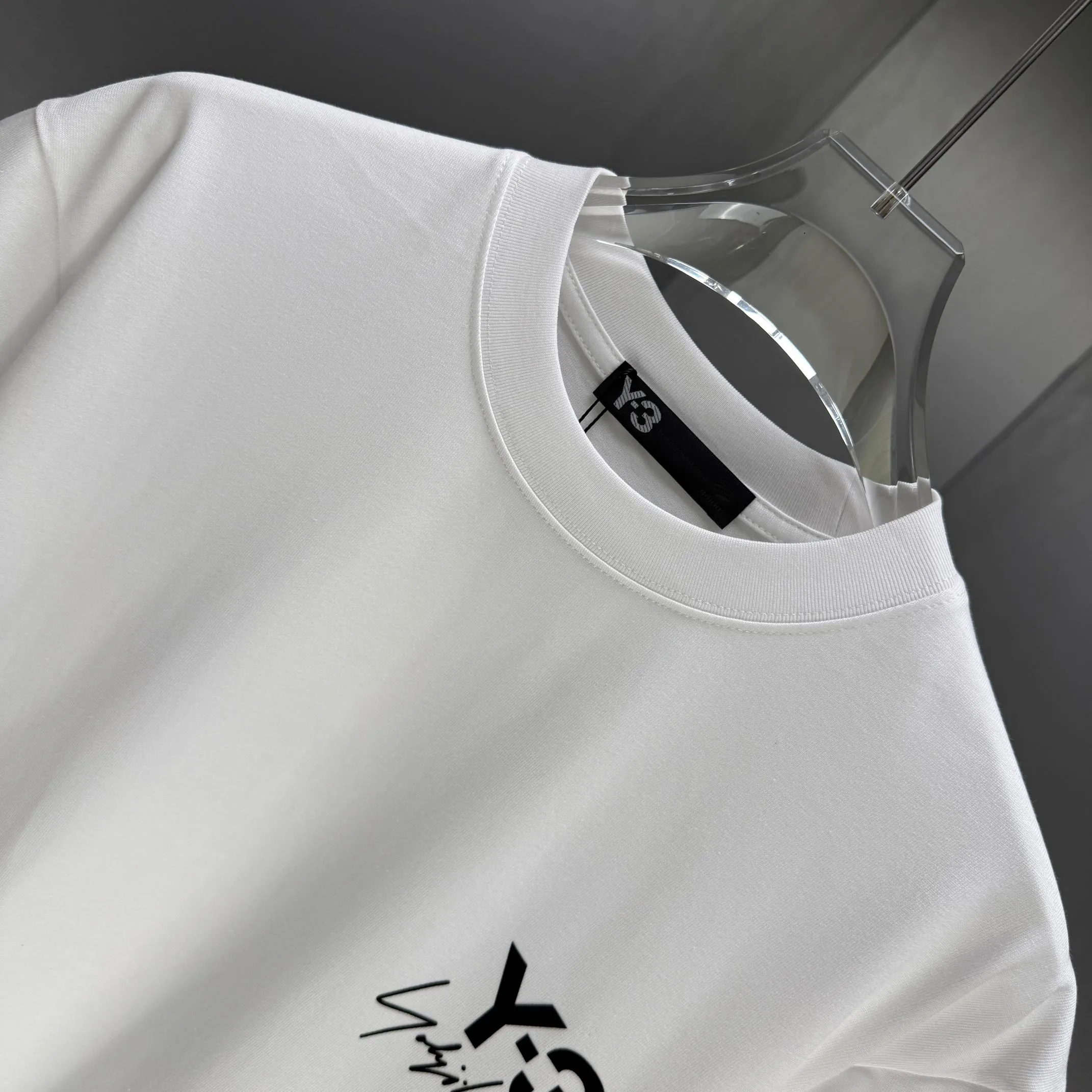 Y 3 Yohji Yamamoto 2026 Spring and Summer New Arrival short-sleeved T-shirt Customized pure cotton letter logo flocking Color: Black White Color Sizes: S M L XL XXL