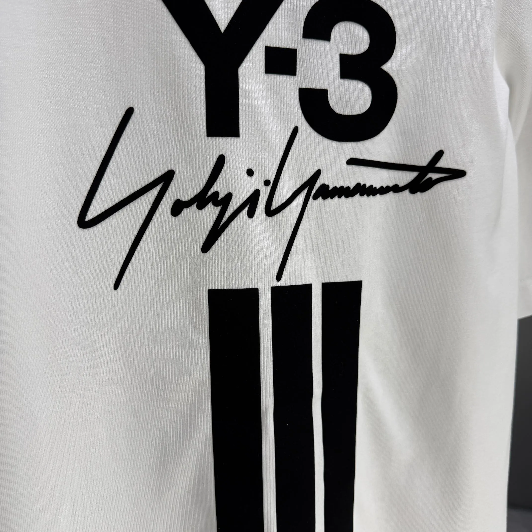 Y 3 Yohji Yamamoto 2026 Spring and Summer New Arrival short-sleeved T-shirt Customized pure cotton letter logo flocking Color: Black White Color Sizes: S M L XL XXL