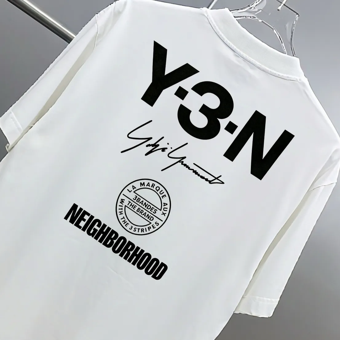 Y 3～ Front and back letter logo signature thick plate Epoxy "Difference currency fabric" Double yarn pure cotton, tight yarn short-sleeved T-shirt top short-sleeved tee The upper body is very comfortable, Same Style half-sleeves for men and women, dropped shoulders loose version Color: Black White Coffee Brown Size: S (90-130 pounds) M (125-150 pounds) L (135-165 pounds) XL (160-190 pounds) XXL (185 kilograms)