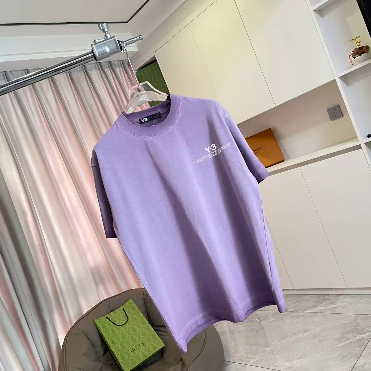 Y-3 2026 Summer New Arrival Washed, distressed, personalized letter logo print, short-sleeved T-shirt, customized fabric g Men and women Same Style Size: S M L XL XXL Five sizes Color: White Brown Purple Gray
