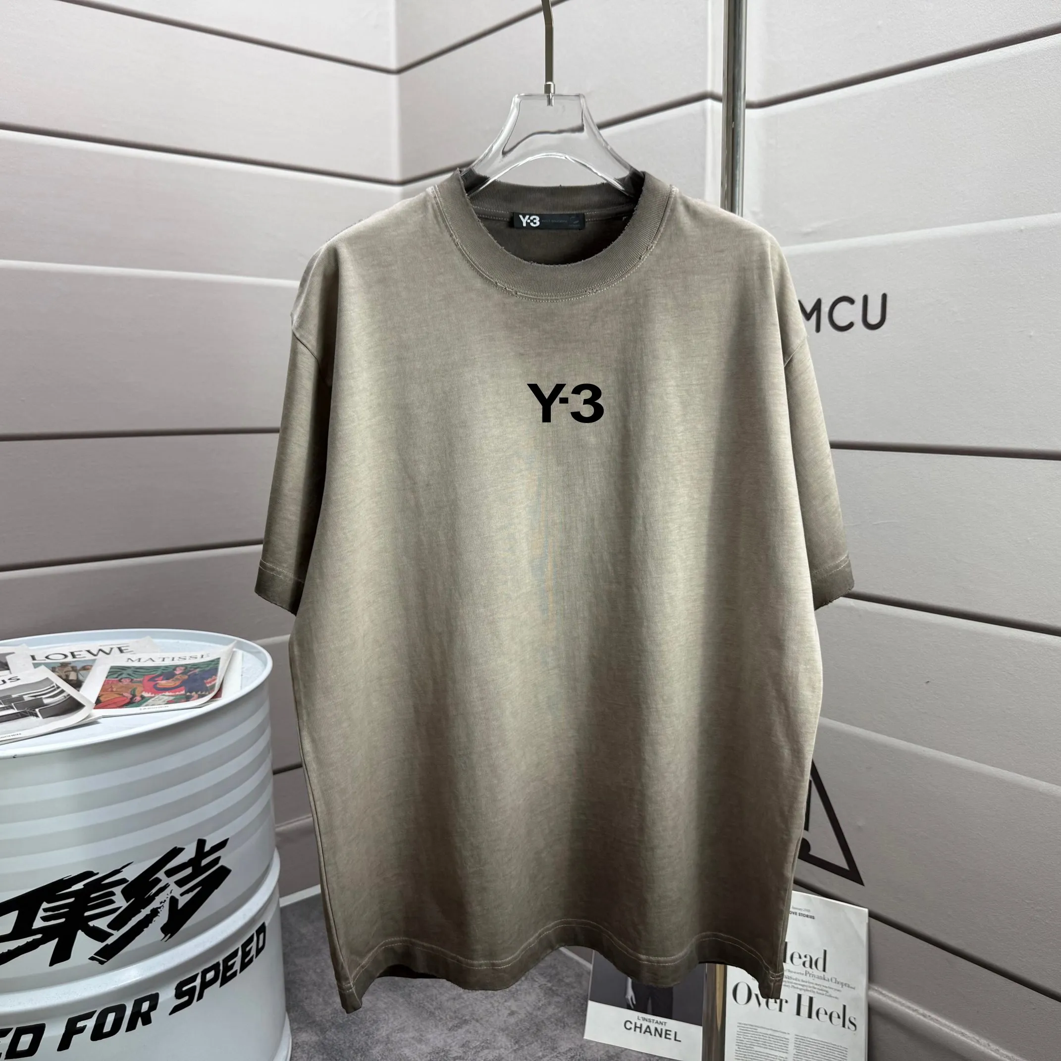 # 95 Y 3*Yamamoto*Yoji 2026 Spring and Summer New Arrival Washed and worn Round neck short-sleeved tee Men's and Women's Same Style Loose version Color: Washed black Washed white Washed gray Brown Size: S M L XL XXL Size: S (90-130 pounds) M (120-150 pounds) L (140-165 pounds) XL (160-180 pounds) XXL (180 pounds)