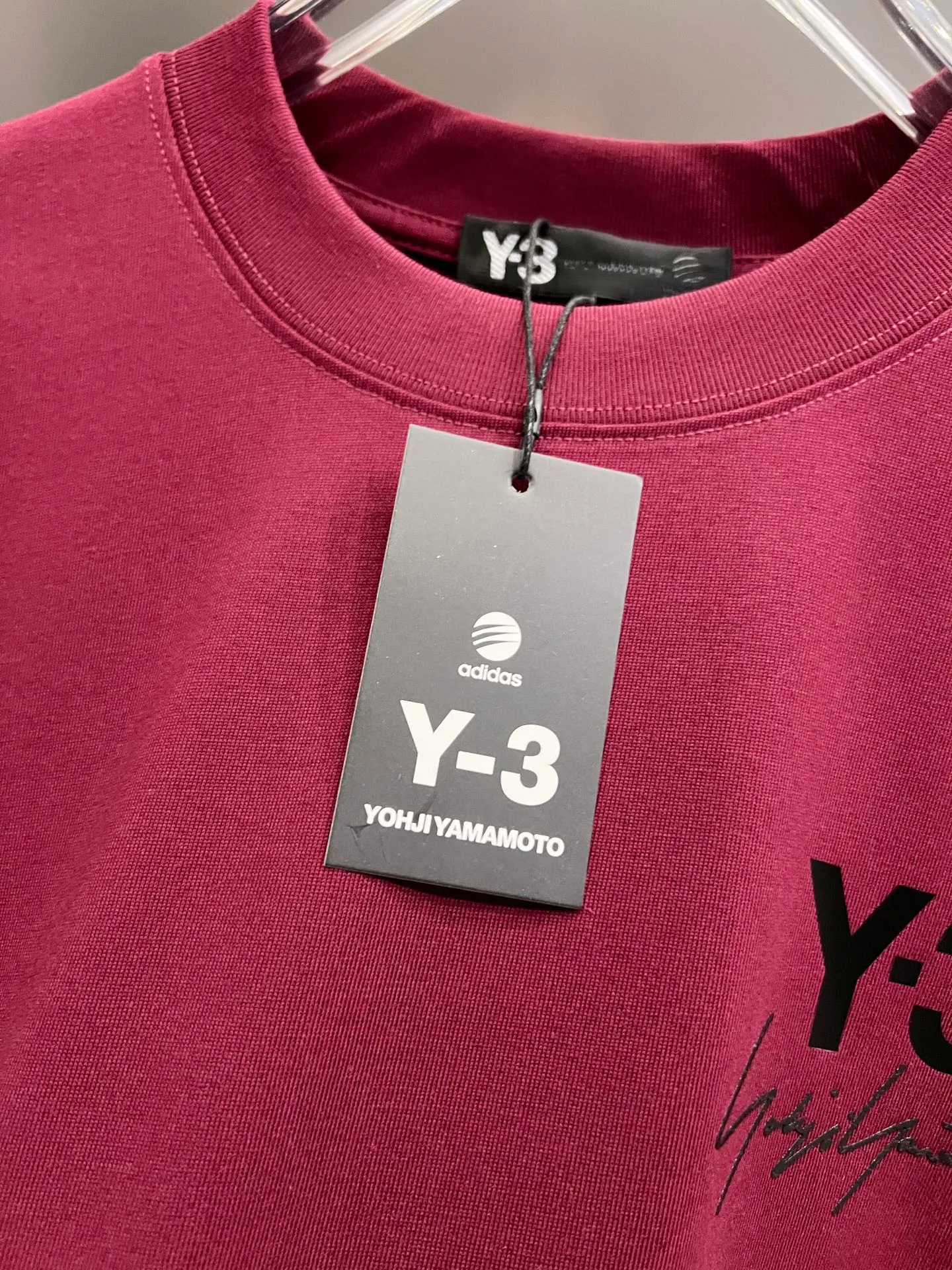 Y 3*Yamamoto*Yoji 2026 Spring and Summer New Arrival Simple signature letter three-dimensional craftsmanship Y-3 Customized double yarn plain cotton fabric Short-sleeved T-shirt Men and women Same Style Loose version Size S M L